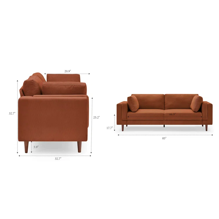 Kraz MINIMORE Modern Style 85'' Square Arm Sofa