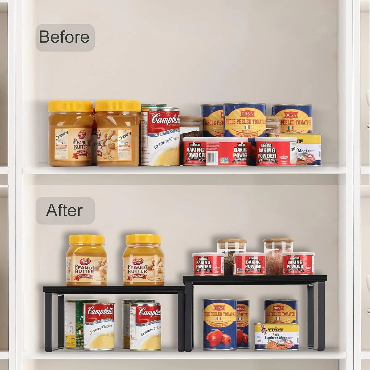Stackable Kitchen Cabinet Shelves Organizer