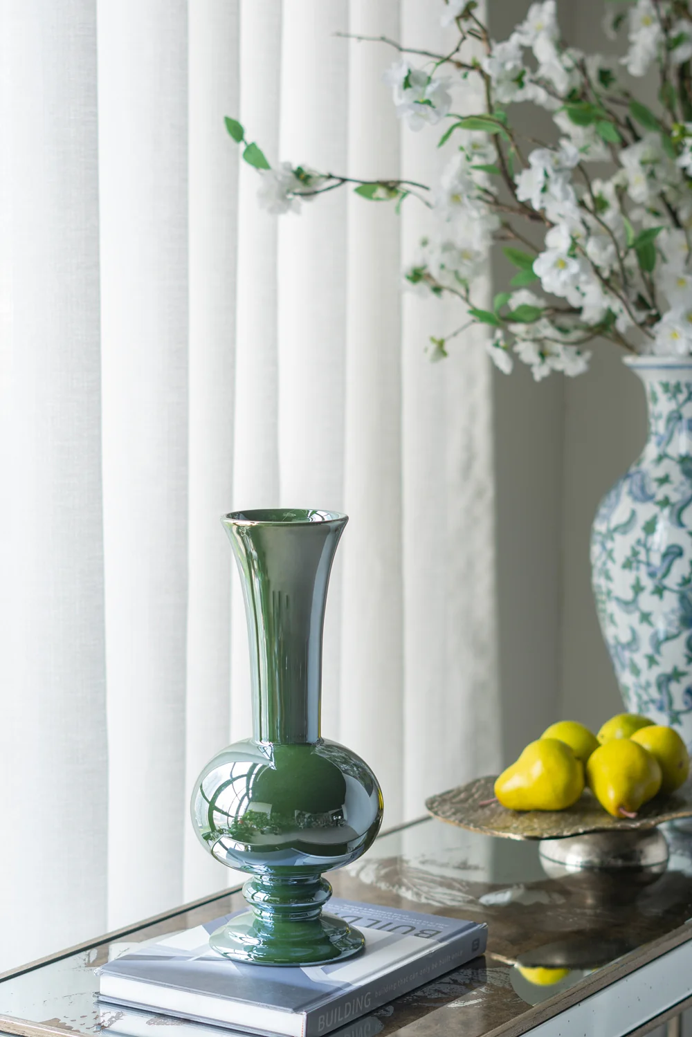 Aesthetic Rectangular Console Table with Floral Design