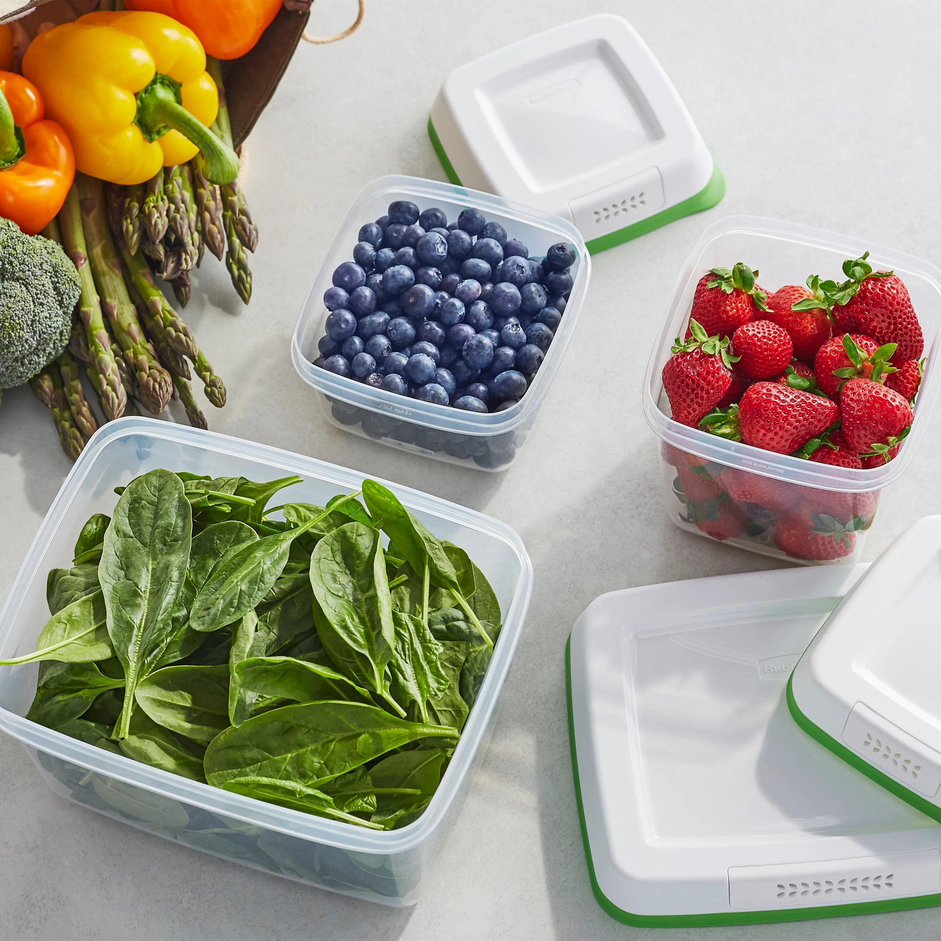 Rubbermaid® FreshWorks™ Produce Savers, Medium and Large Produce Storage Containers, 6-Piece Set
