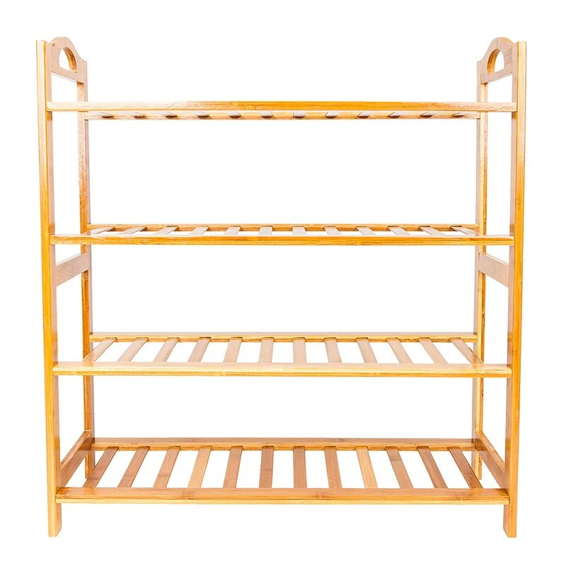 Concise 12-batten Bamboo Shoe Rack - 4-Tier