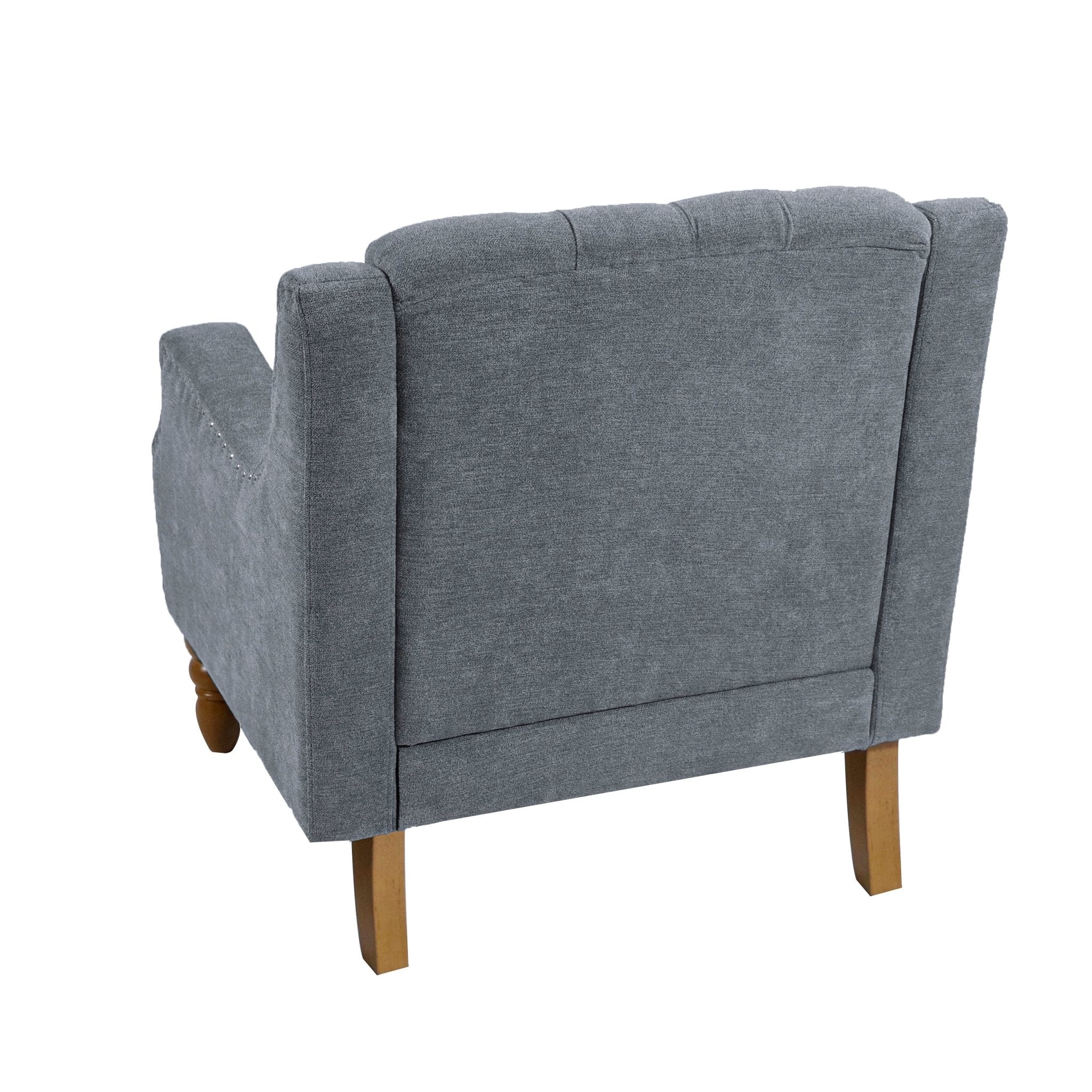 Caryl Button Tufted Upholstered Accent Chair with Recessed Arms and Nailhead Trim