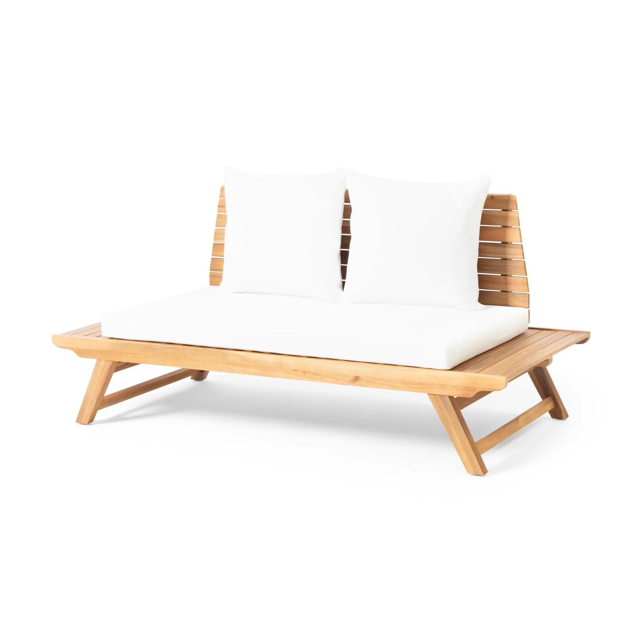 Outdoor Loveseat with Slatted Design and Cushion