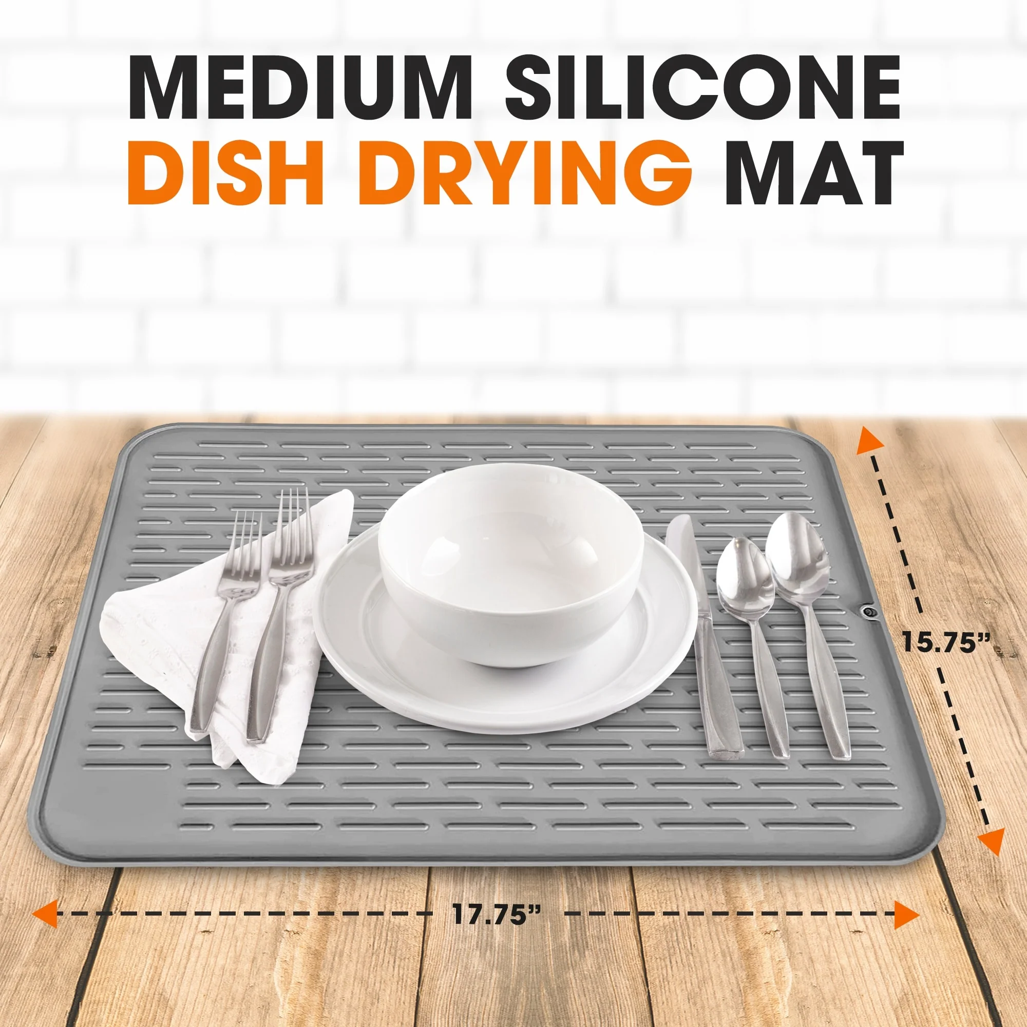 Cheer Collection Silicone Large Dish Drying Mat for Kitchen Counter