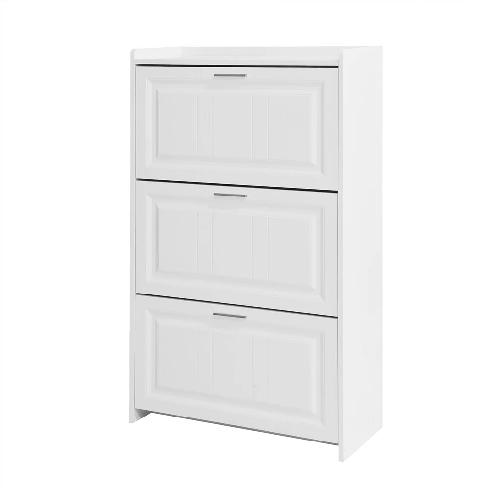 Free Standing Wood Shoe Storage Cabinet with 3 Flip Drawers