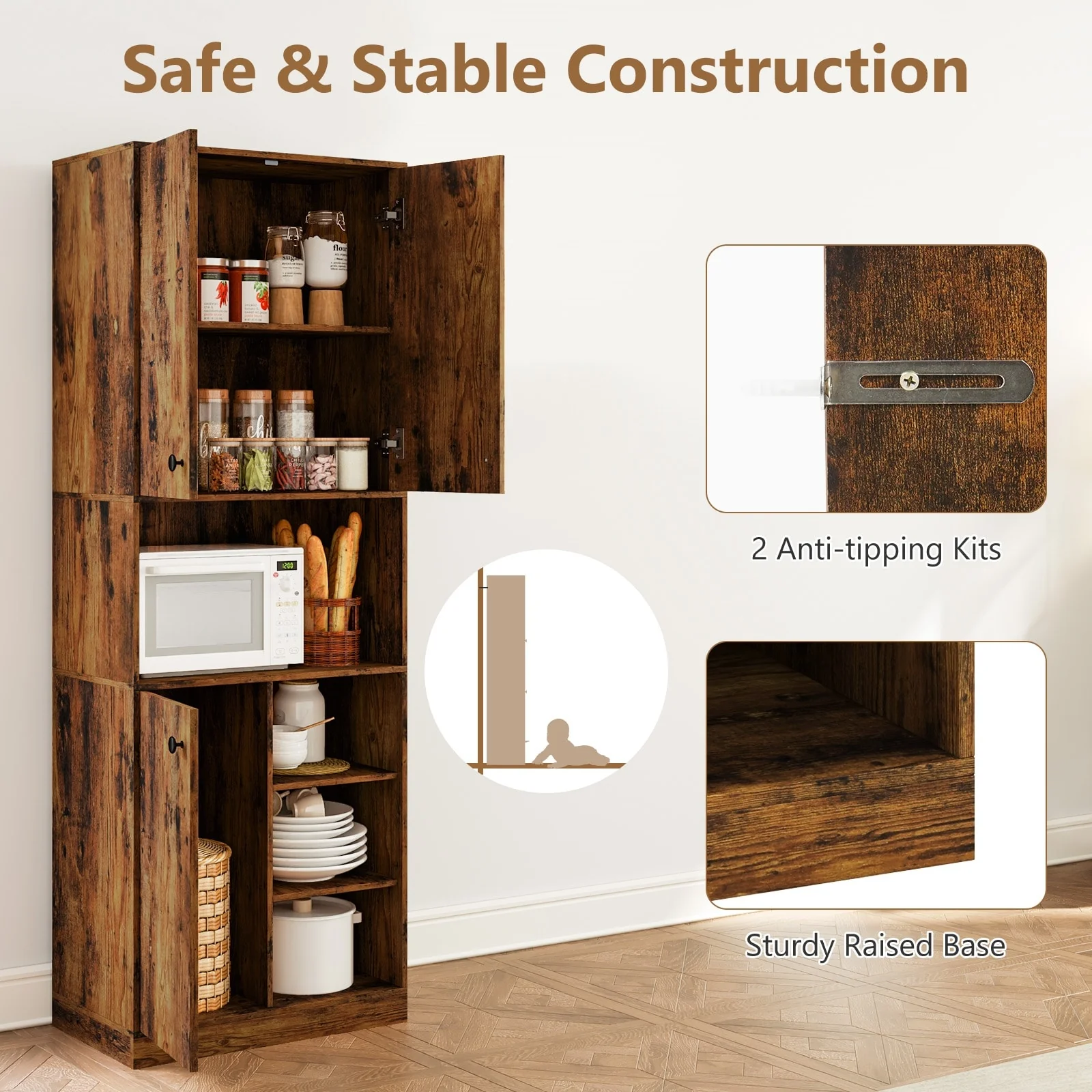 Costway Kitchen Pantry Storage Cabinet 65.5