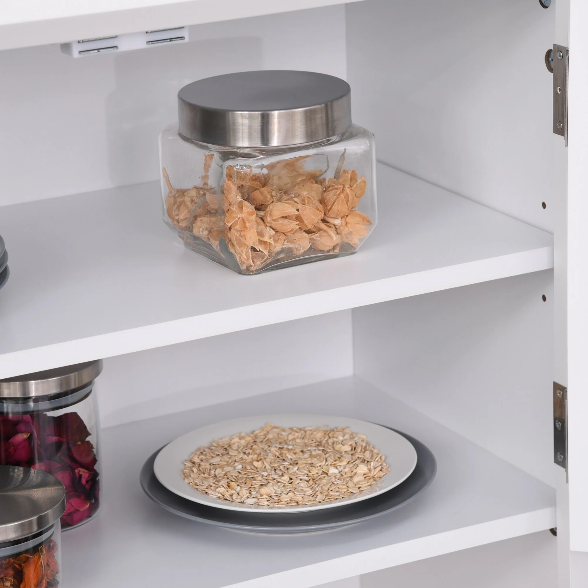 HOMCOM Kitchen Buffet Hutch Wooden Storage Cupboard with Framed Glass Door, Drawer and Microwave Space - 27