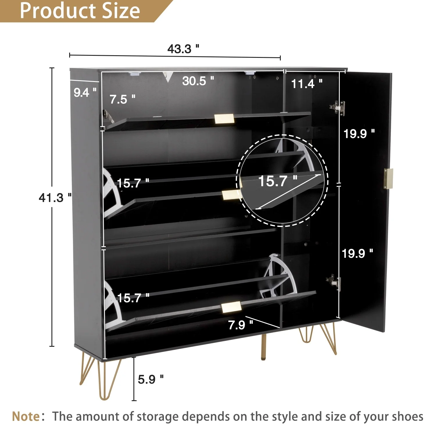 Shoe Cabinet with 3 Flip Drawers & Boot Rack Narrow Shoe Rack