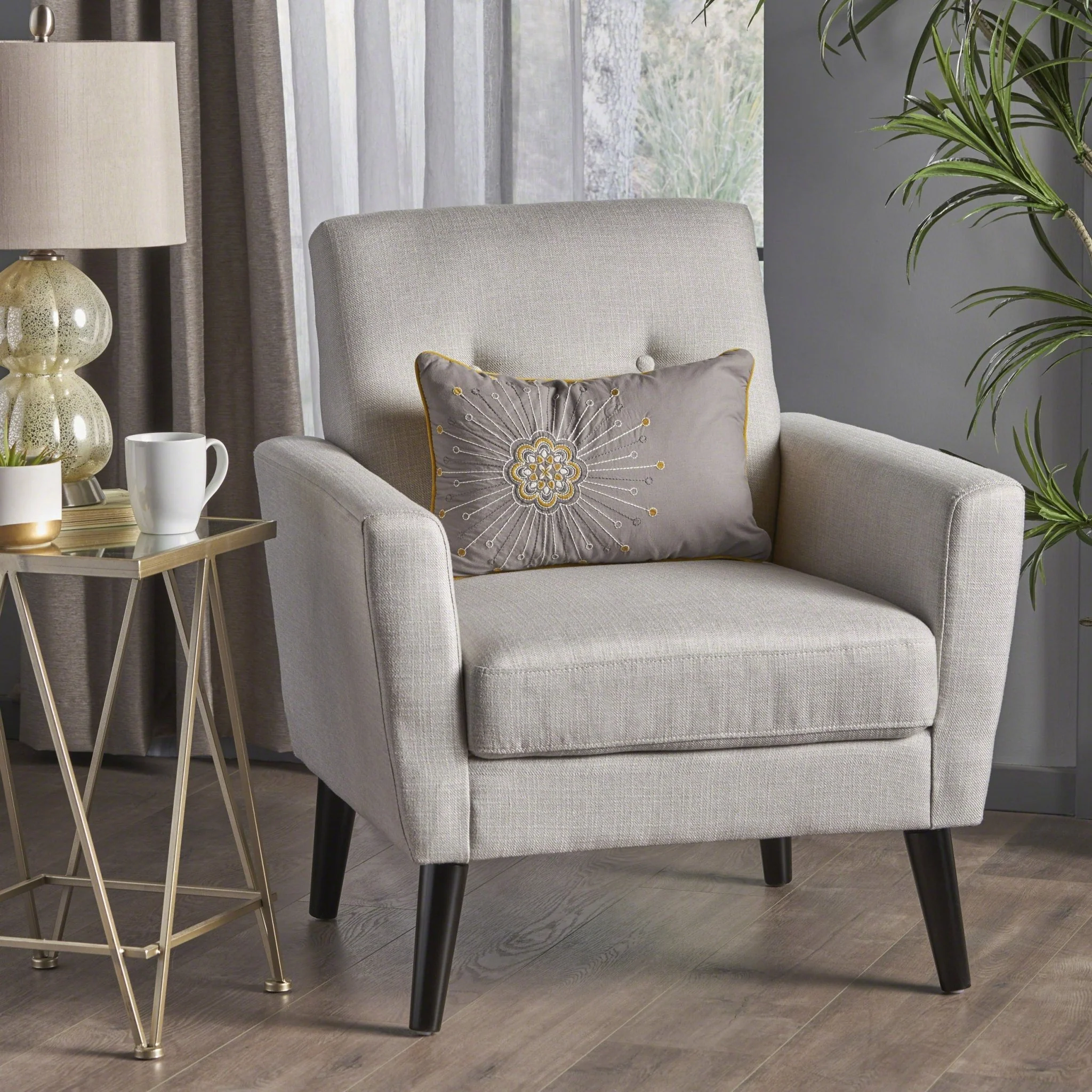 Radiantize Upholstered Fabric Club Chair with Square-off Back and Button Tufted