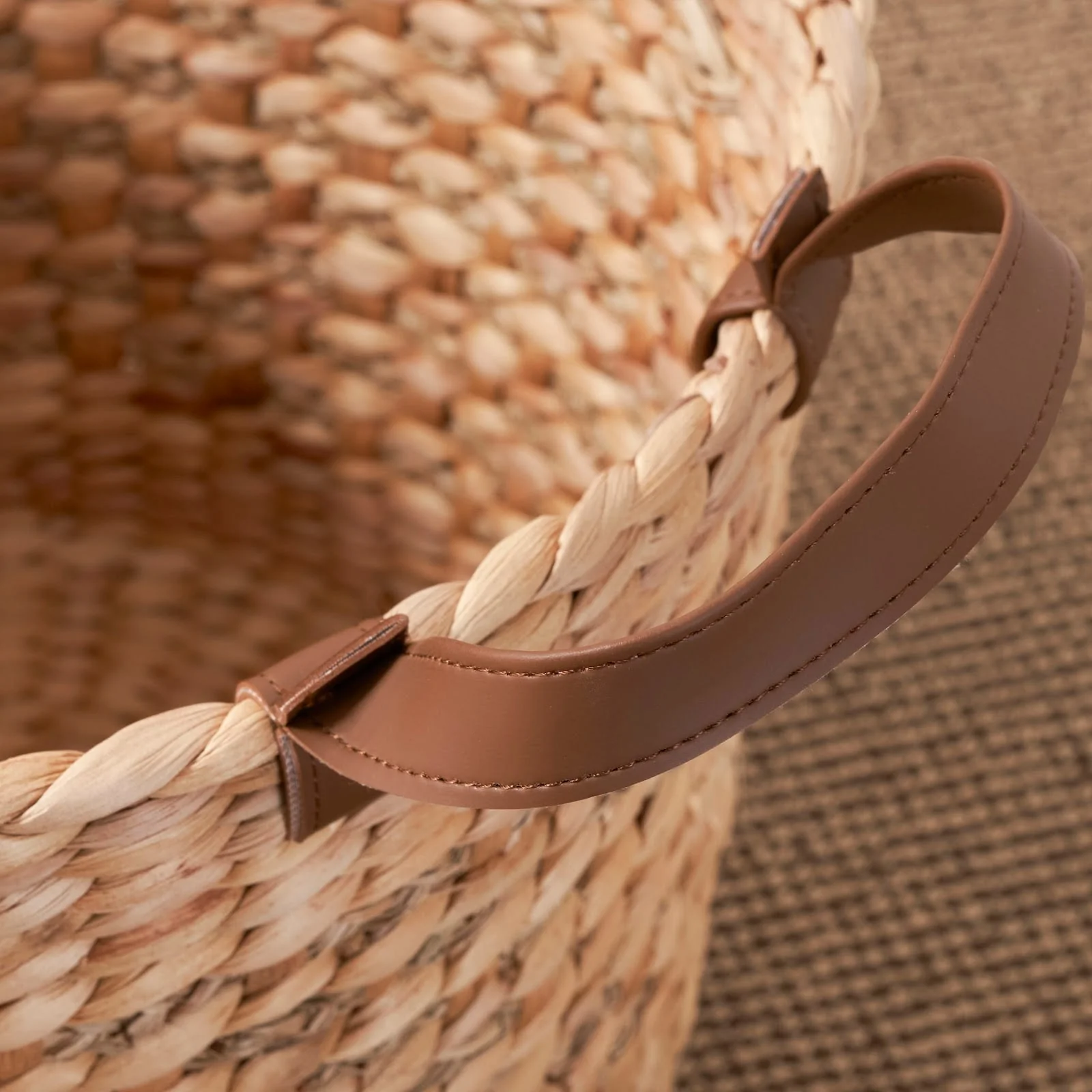 Maria Water Hyacinth Woven Round Brown Storage Basket