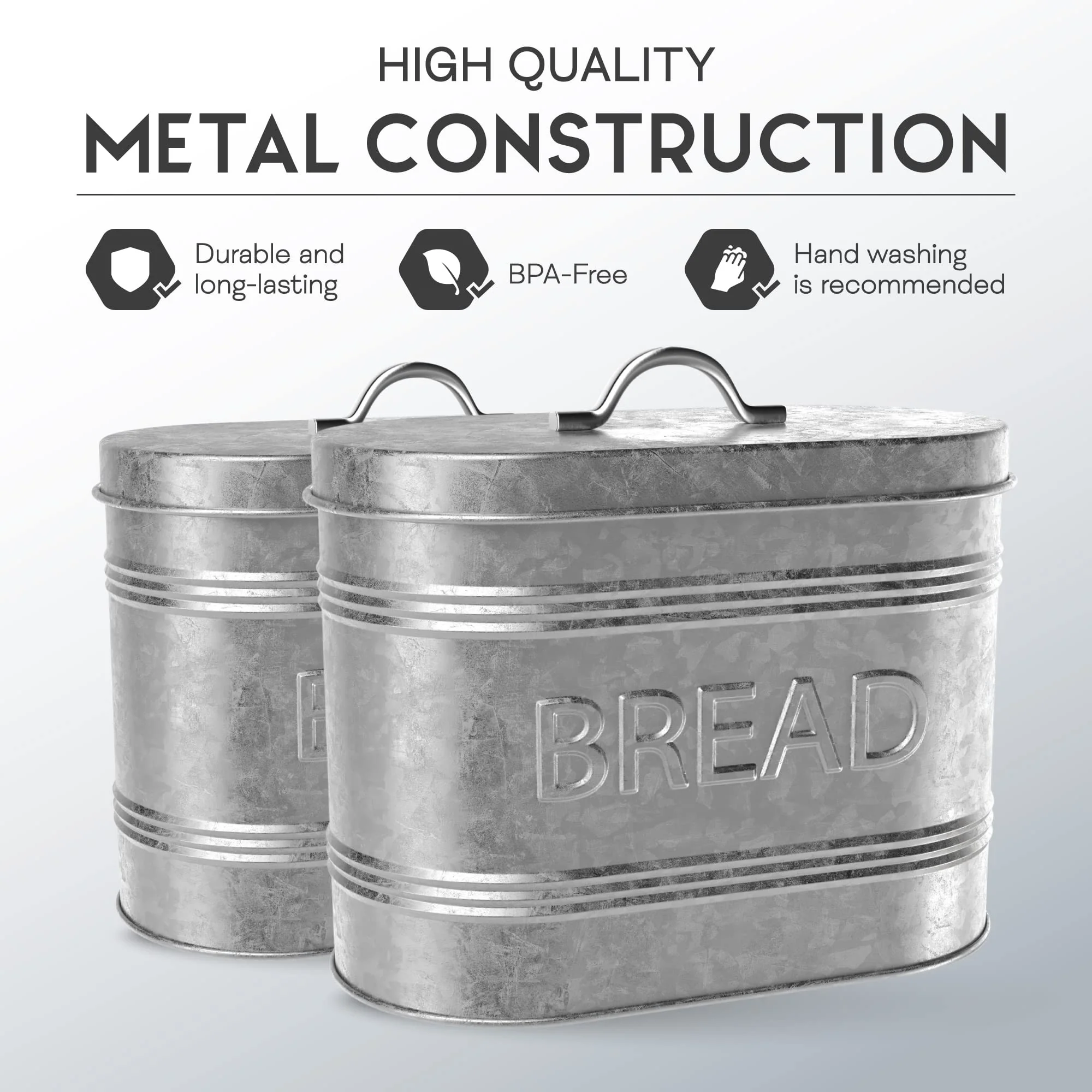 Amici Home Rustic Kitchen Galvanized Metal Bread Storage Bin 288 oz