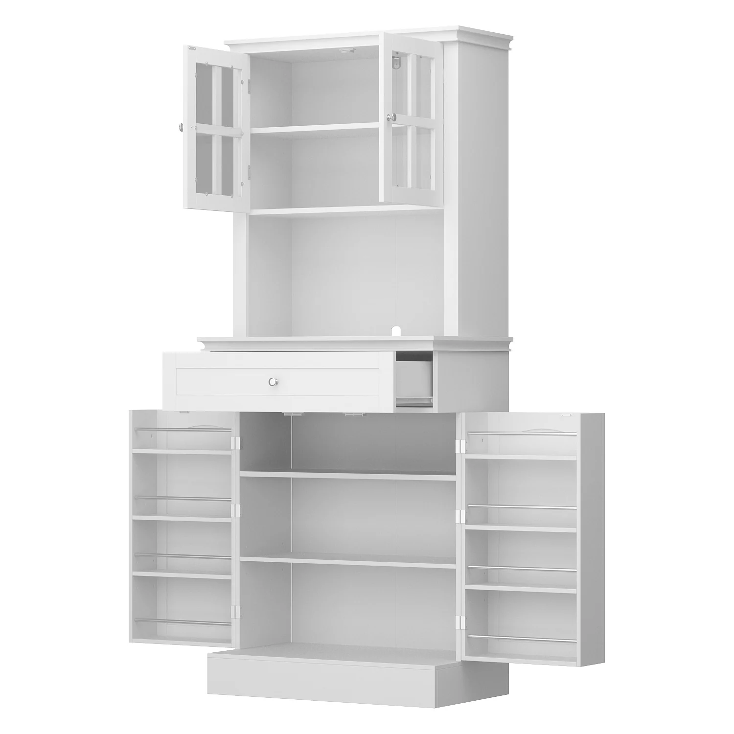 Long Standing Kitchen Cabinet with Large Open Space for Microwave - 30