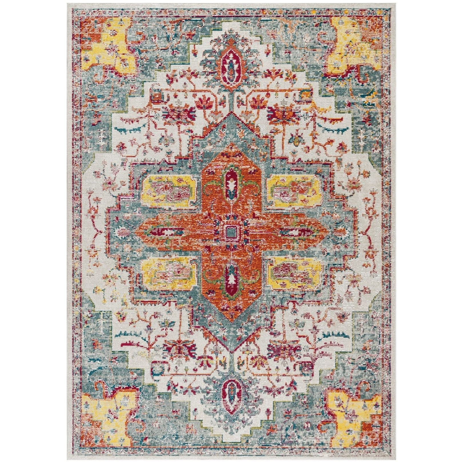 Zafra Vintage Medallion Coral Area Rug