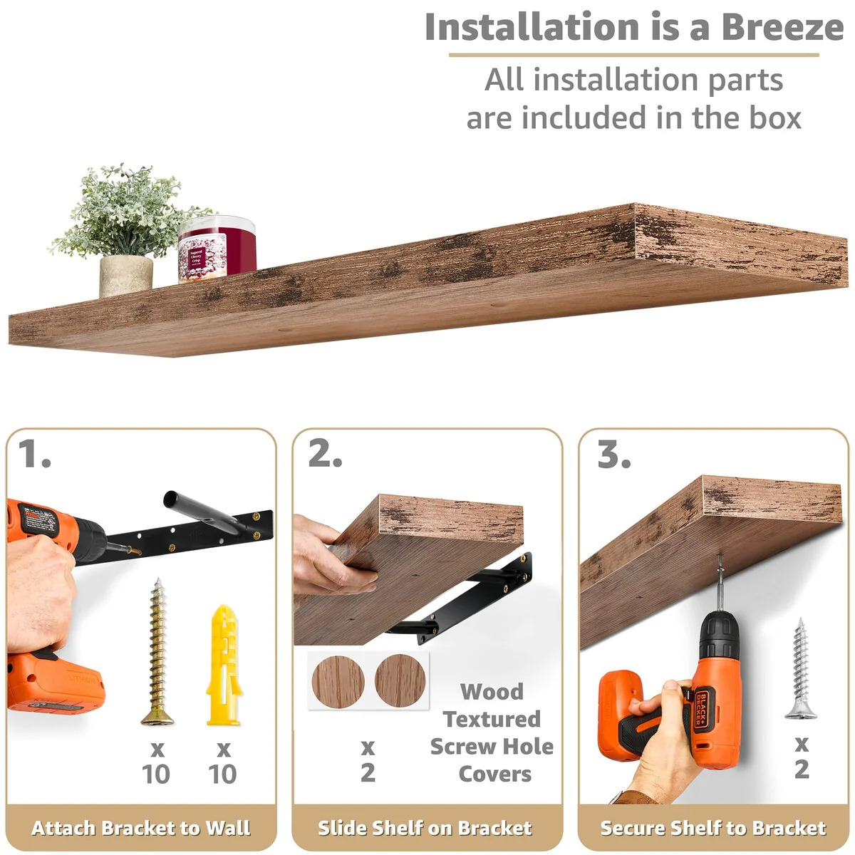 Sorbus Long Floating Shelves for Wall Set of 2 - 35