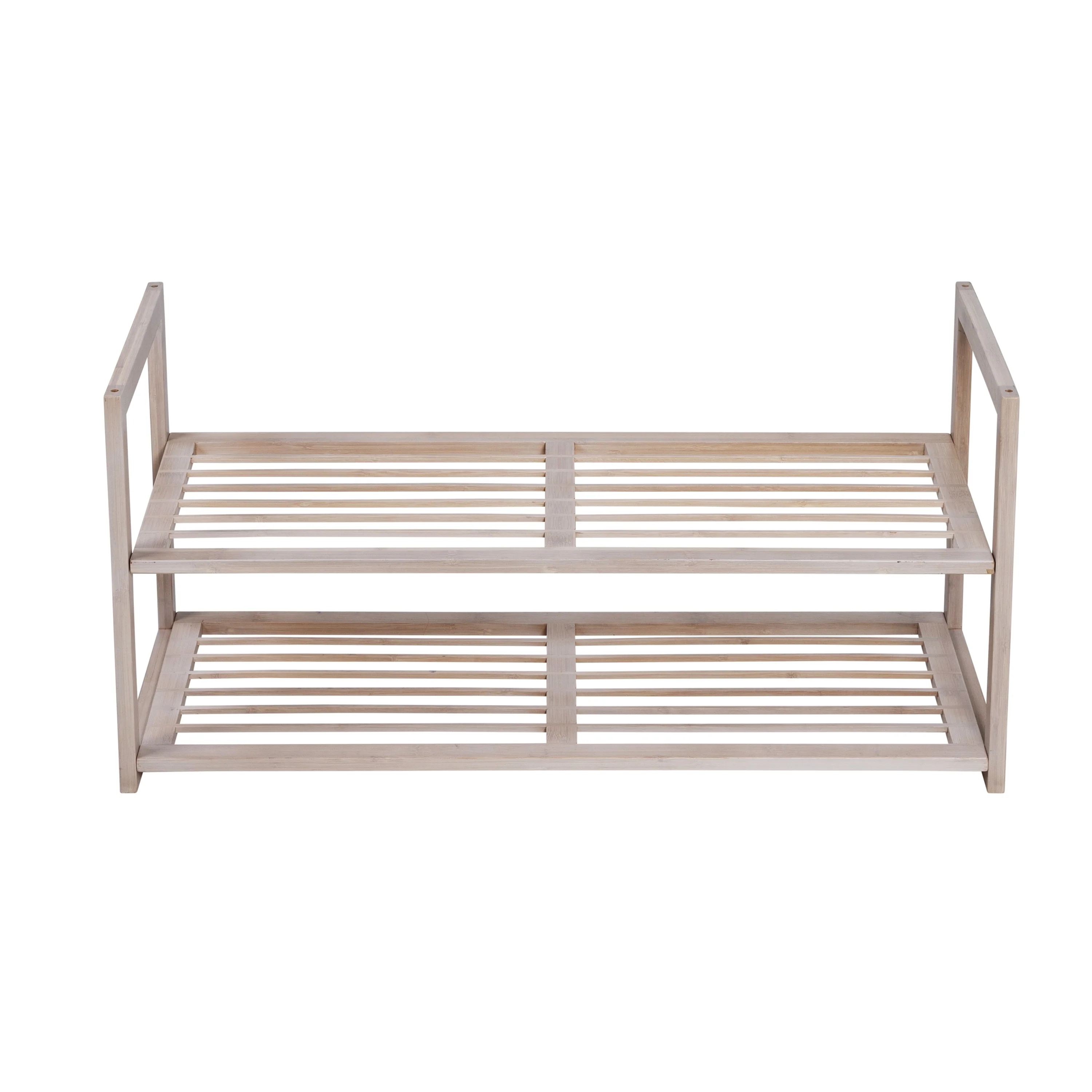 Honey-Can-Do White Wash 2-Tier Stackable 6-Pair Shoe Rack