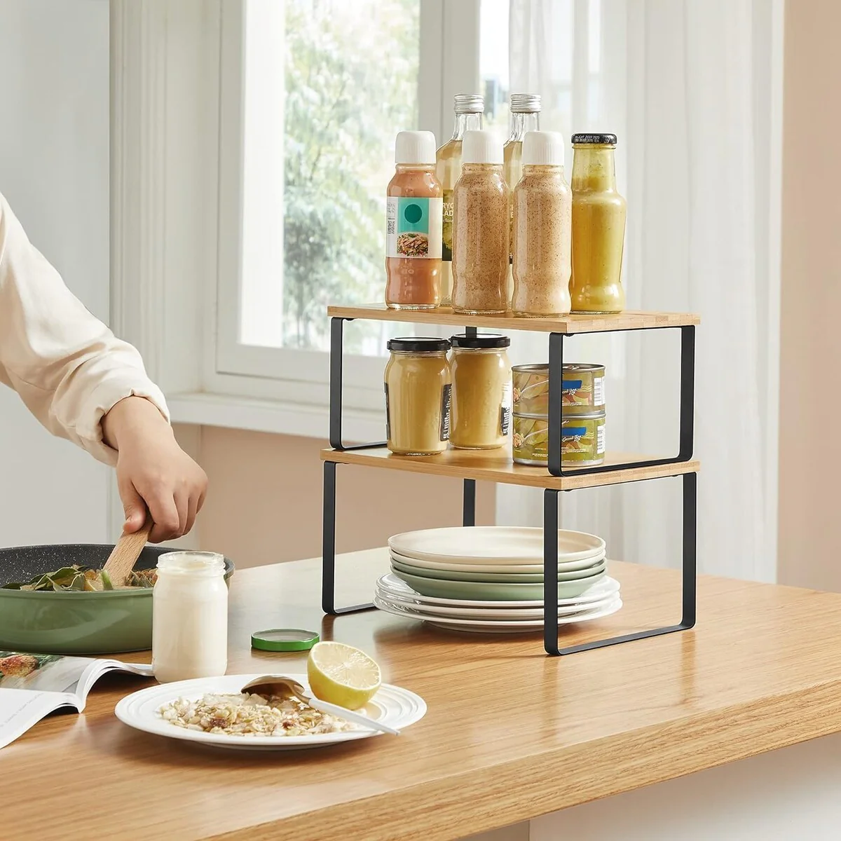 SONGMICS Kitchen Cabinet Shelf 2 Set Cabinet Counter Organizers