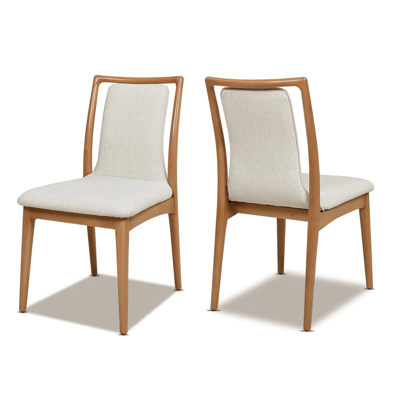 Upholstered Dining Chair with Rubberwood Frame and High Back, Set of 2
