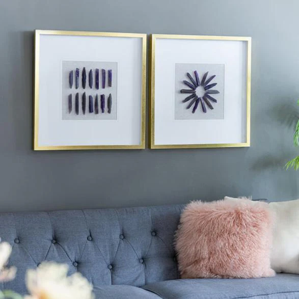 Grace Purple Agate Shadow Boxes Wall Art, Set of 2