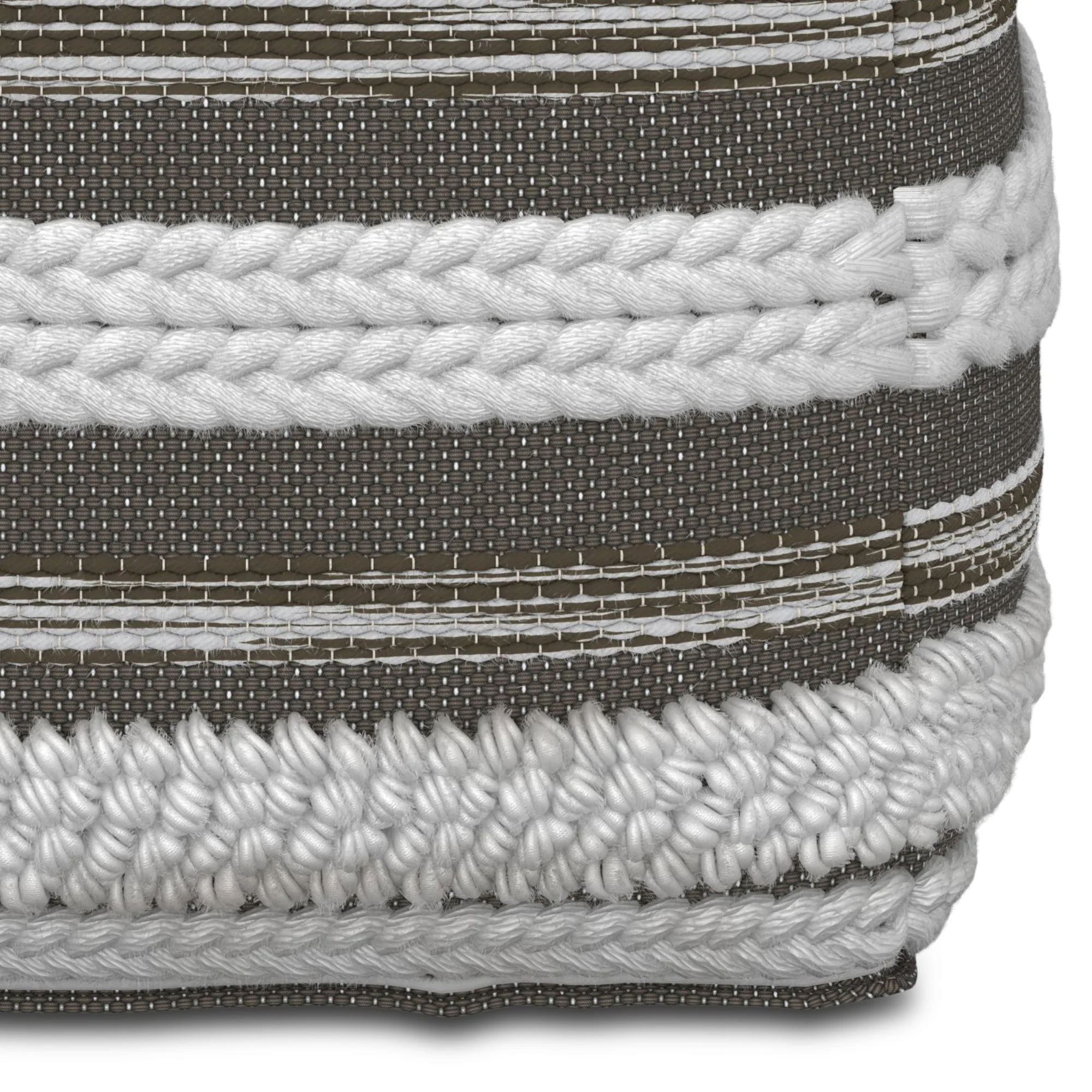 Zenarique Handcrafted Cotton Woven Pinstripe Pouf