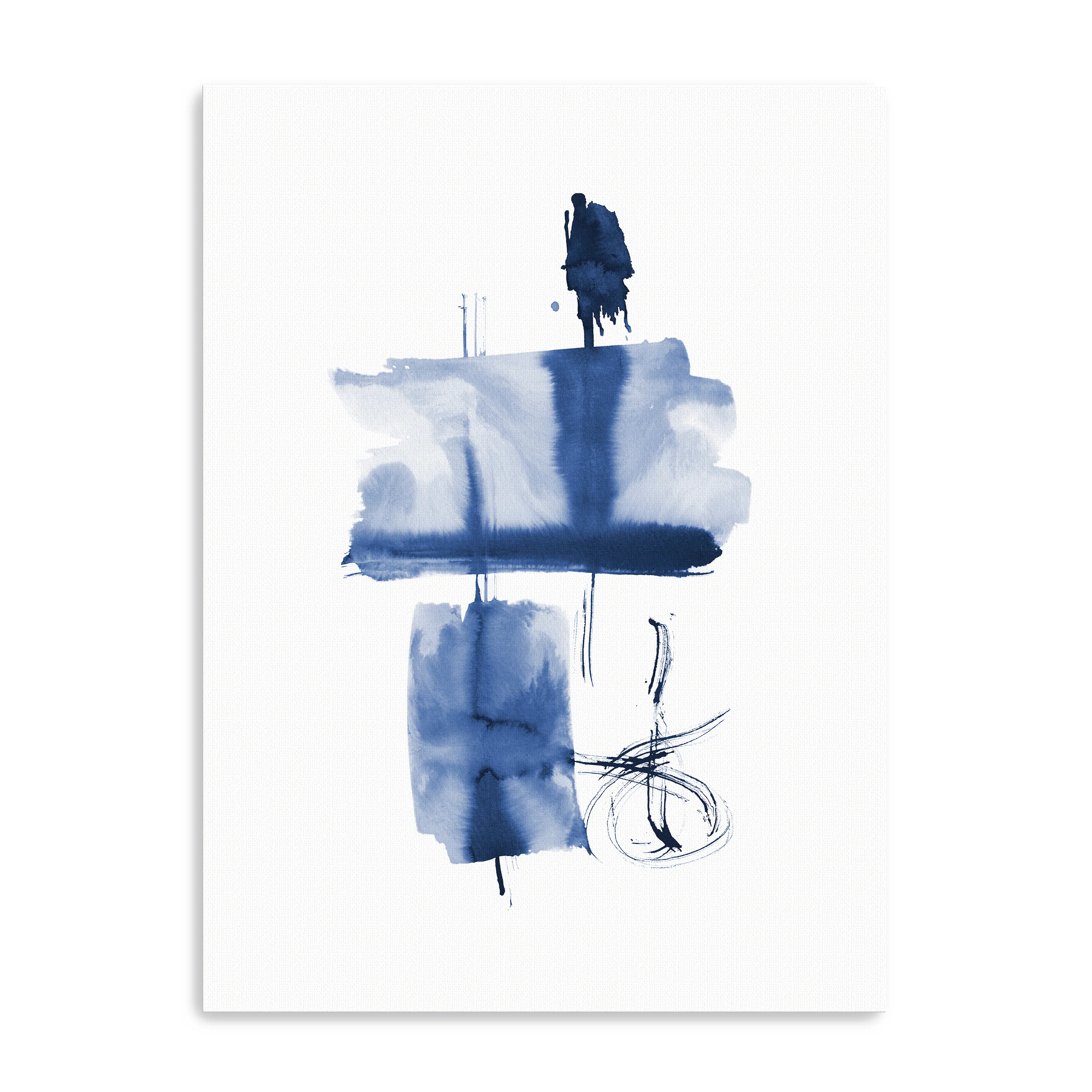 Navy Blue - Ink Flow II Canvas Giclee