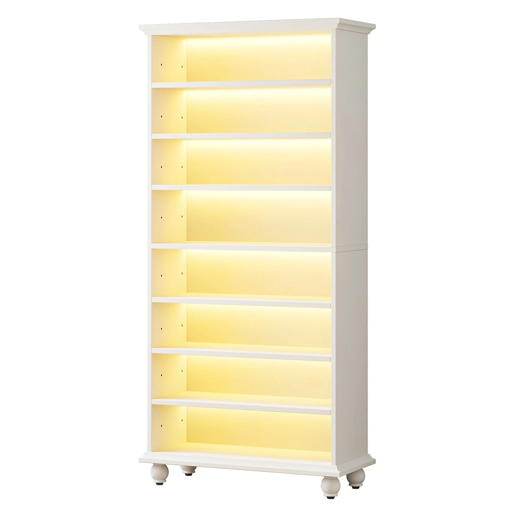 Narrow Tall Shoe Storage Cabinet with LED Lighting for Entryway - 9-Tier