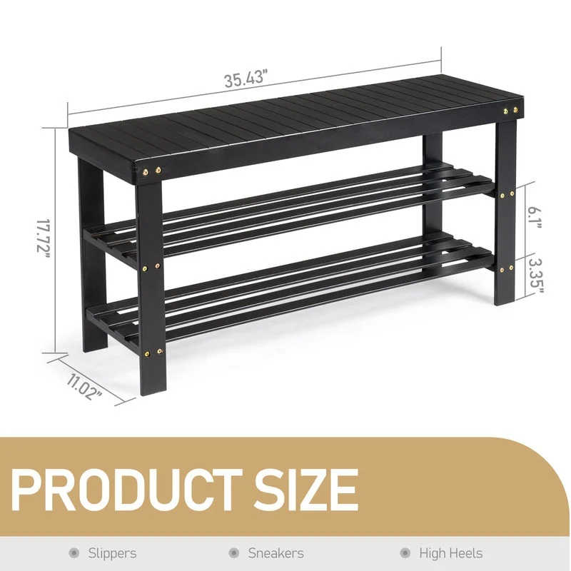 3-Tier Shoe Rack Bench Shoe Storage Organizer Holds Up to 240 lbs