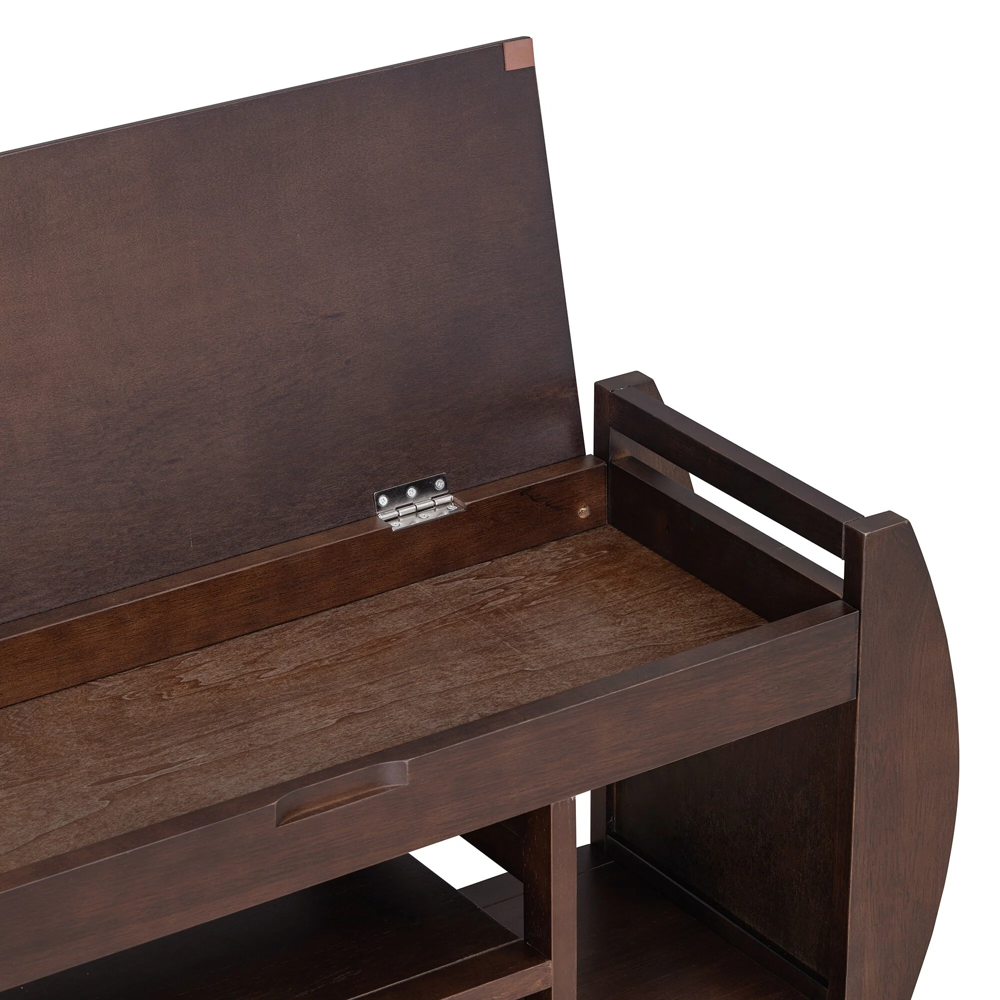 Multifunctional Storage Bench with Cushion and Curved Side Panel for Entrance and Living Room