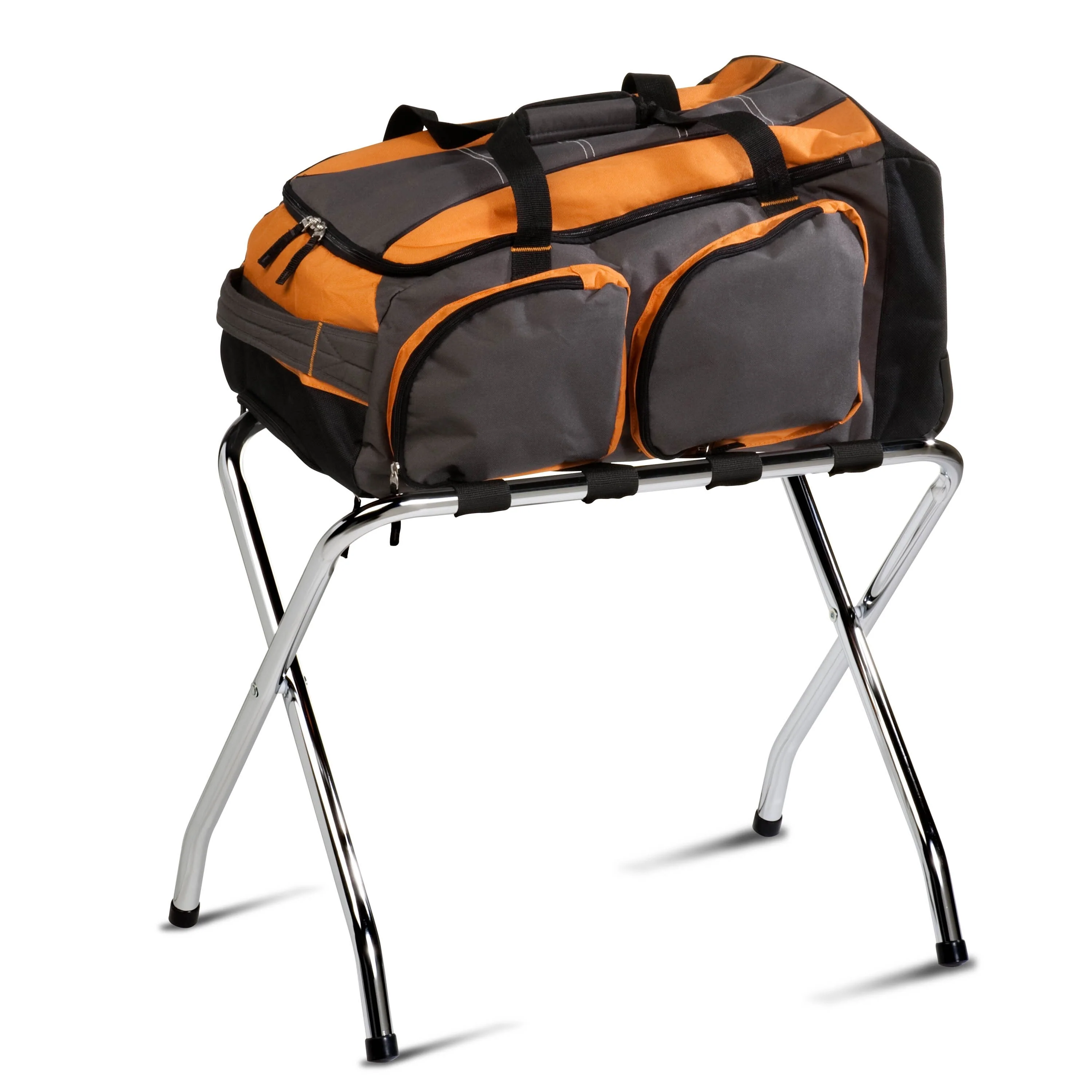 Honey-Can-Do Chrome and Black Steel Folding Luggage Rack