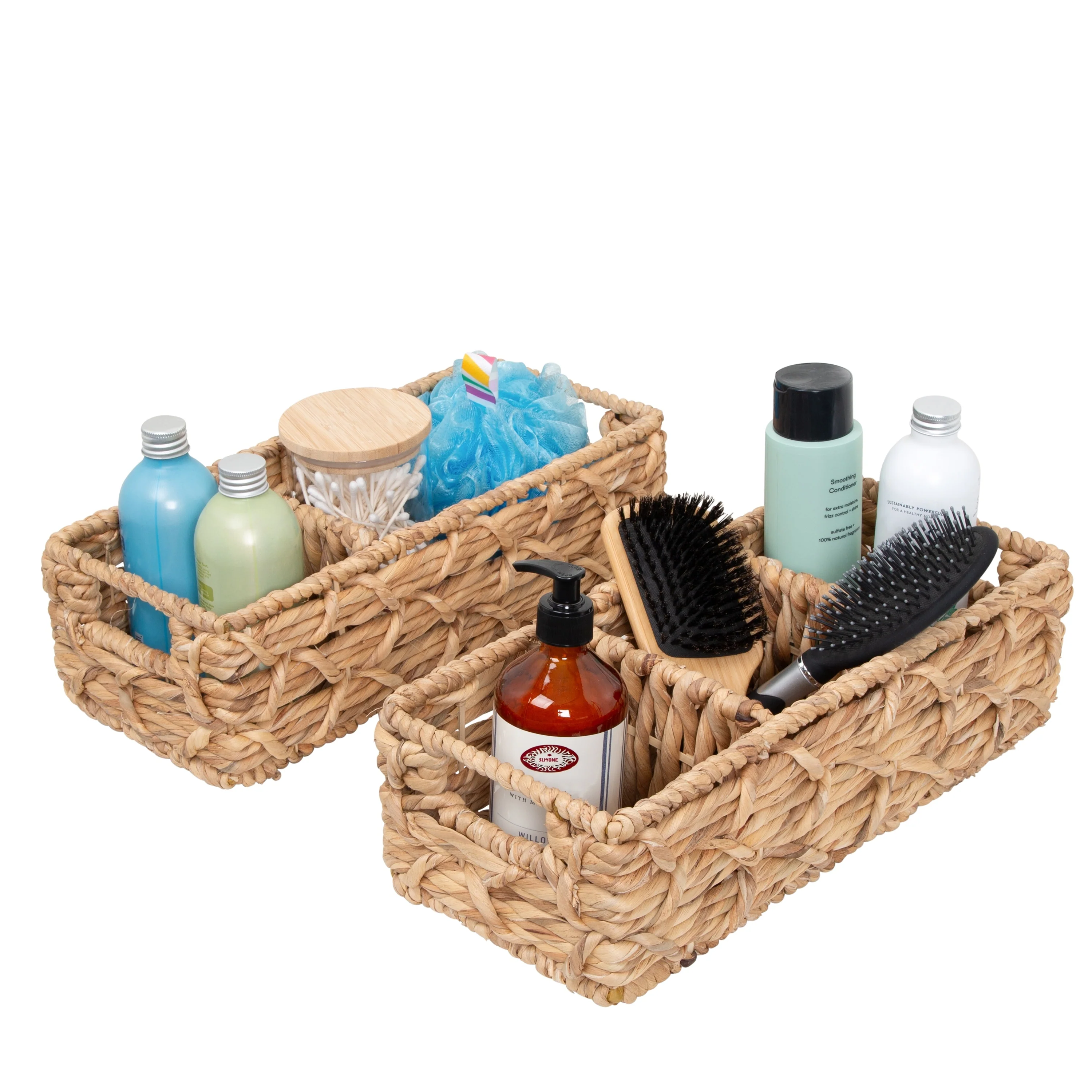 Honey-Can-Do Set of 2 Natural Wicker Baskets with Dividers
