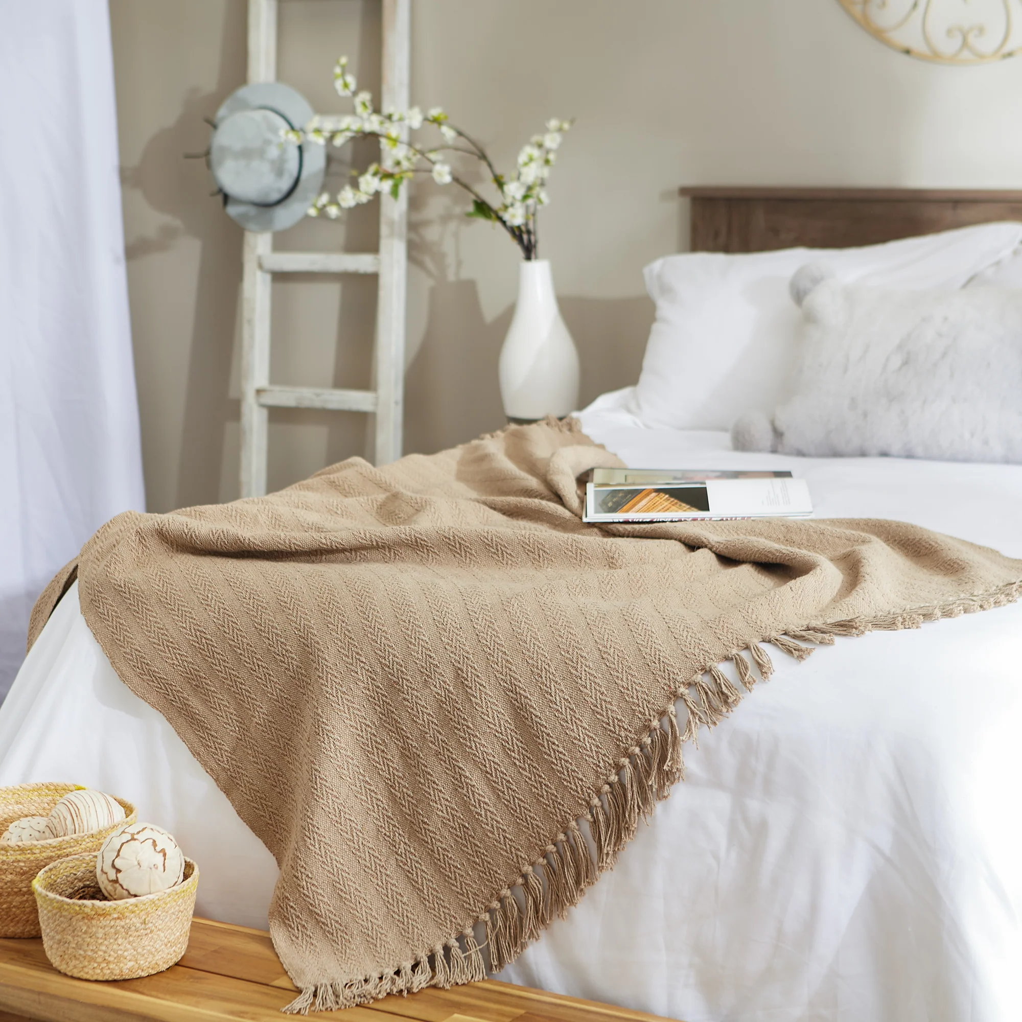 Stone Tonal Textured Throw
