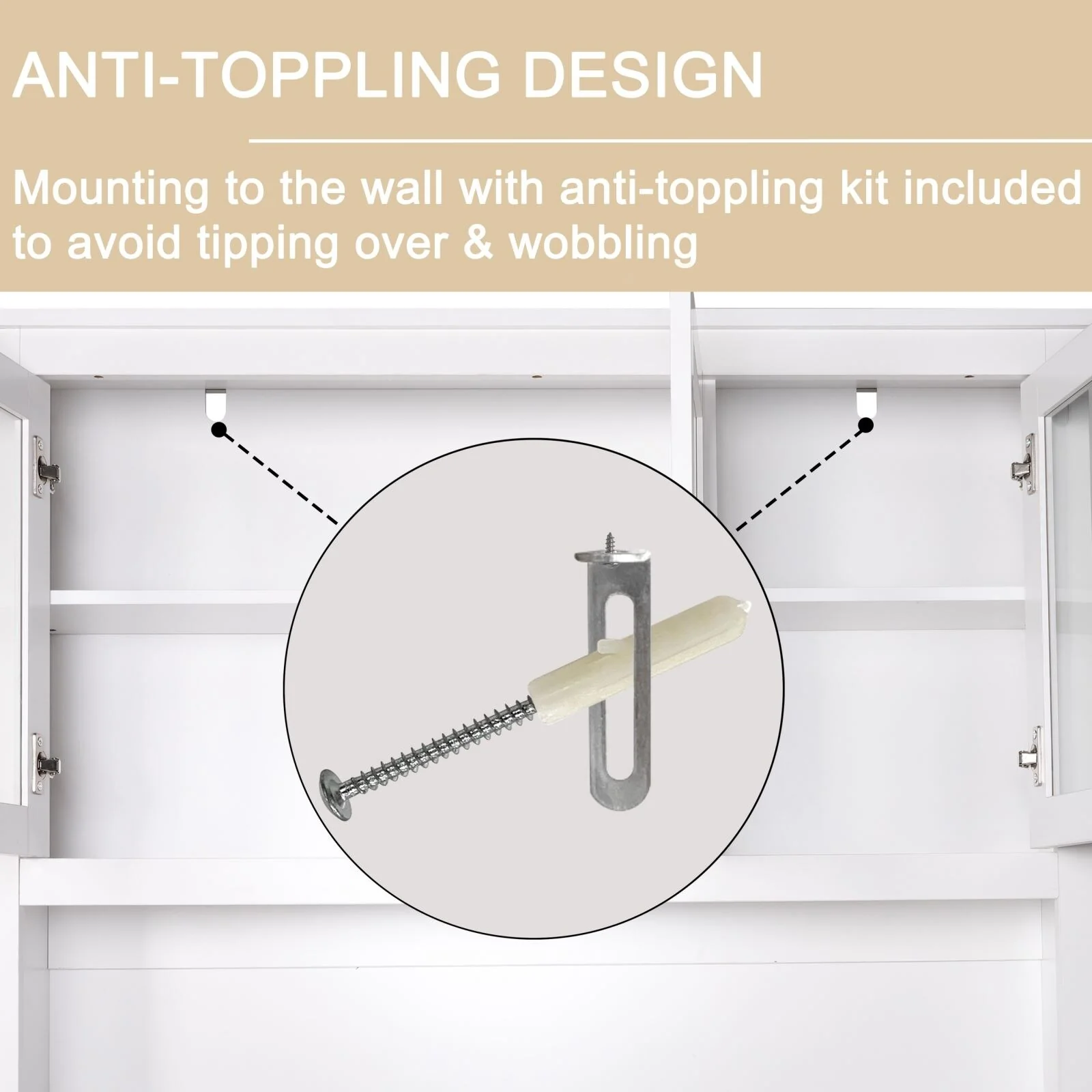 VEIKOUS Pantry Kitchen Cabinet Storage with Microwave Stand and 3 Adjustable Shelves