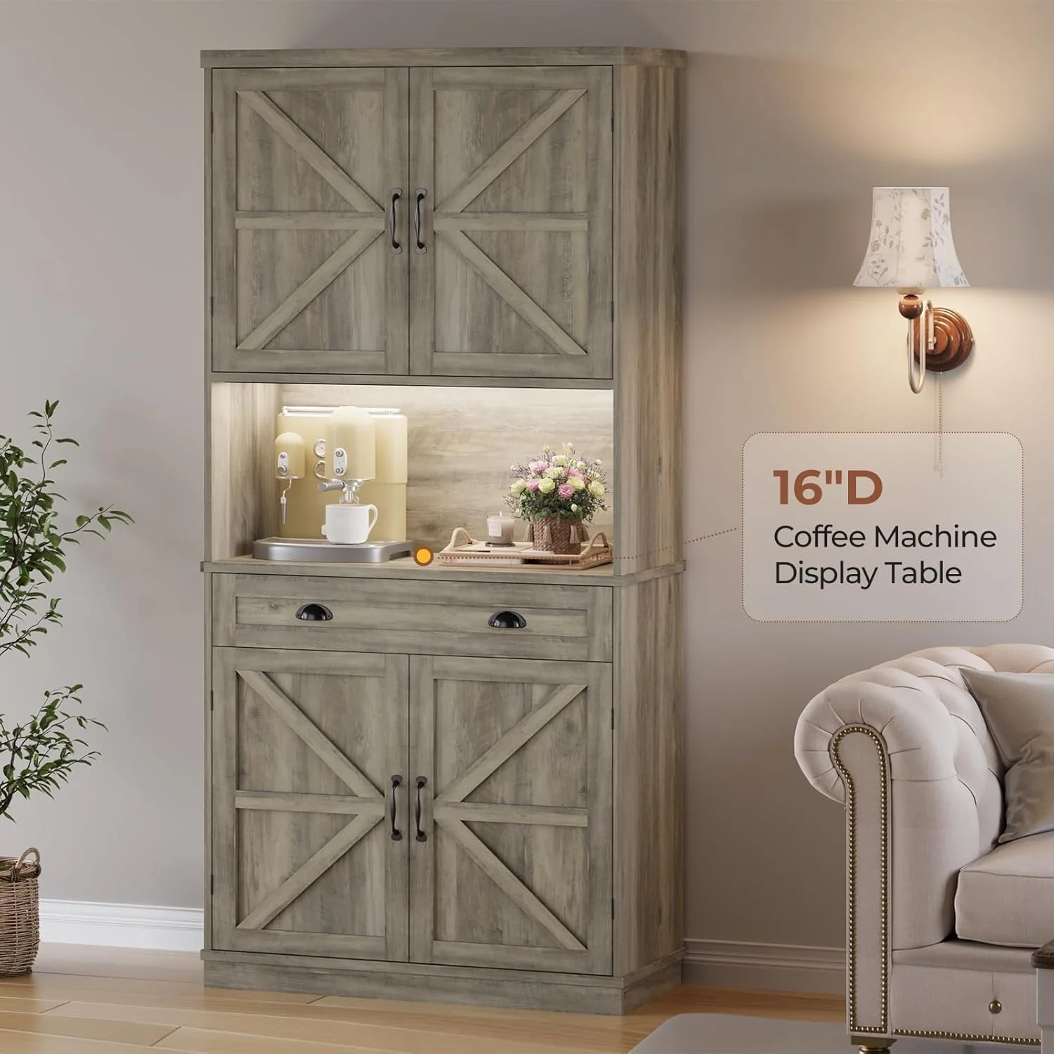 Farmhouse Kitchen Storage Cabinet Pantry Cabinet Home Bar