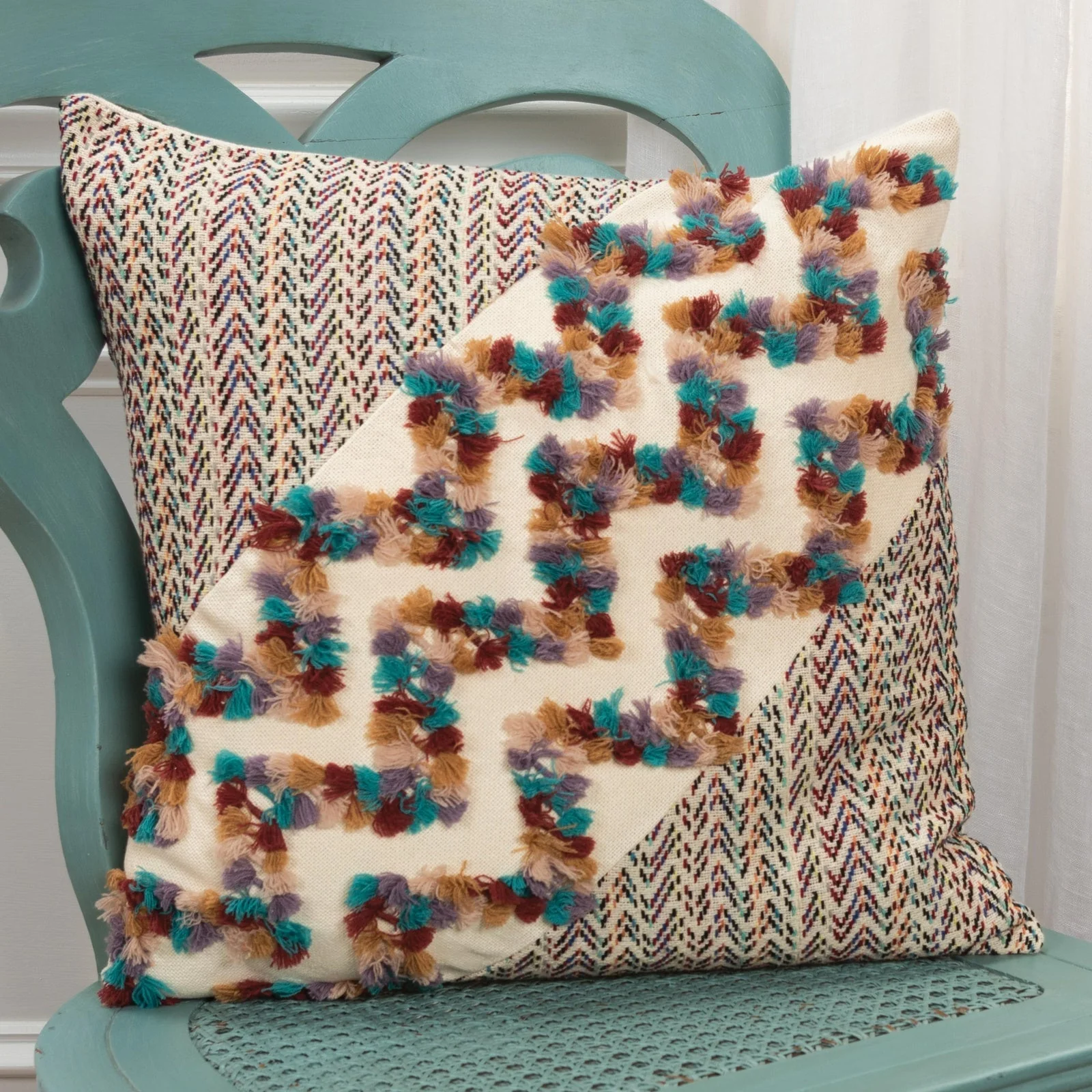 Woven Cotton Chevron Decorative Throw Pillow