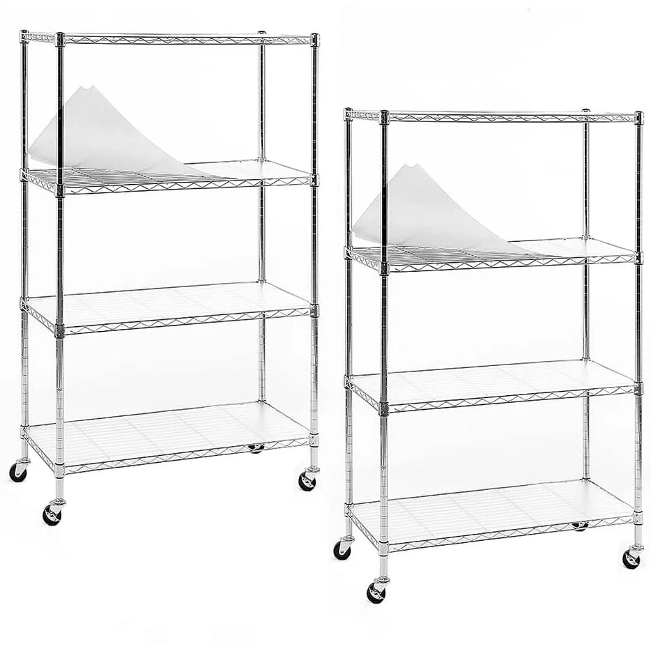 Chrome 4/5-Tier Steel Shelving with Wheels & Liners Heavy-Duty Storage