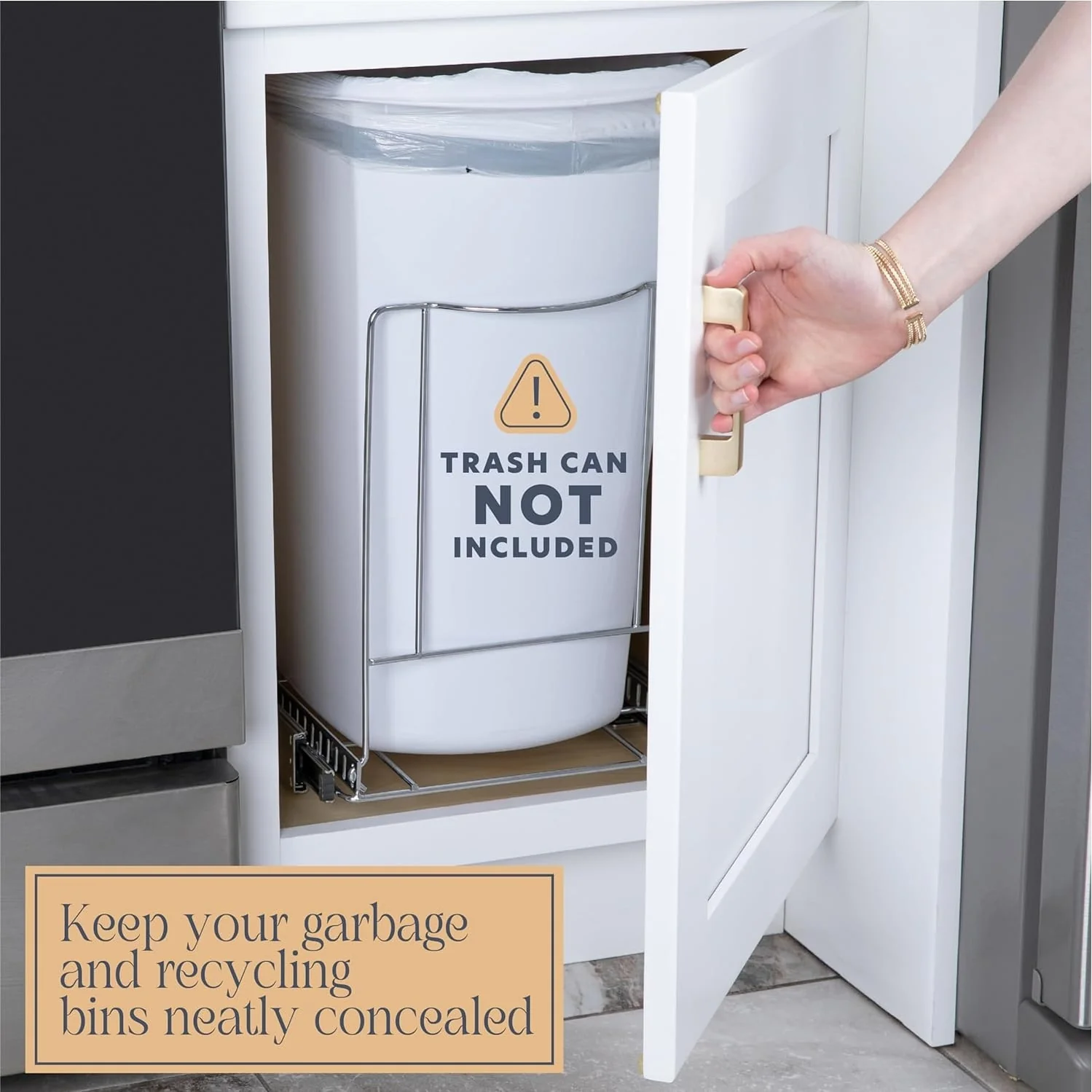 Hold N' Storage Pull Out Trash Can Under Cabinet - Trash Can Not Included, Heavy Duty