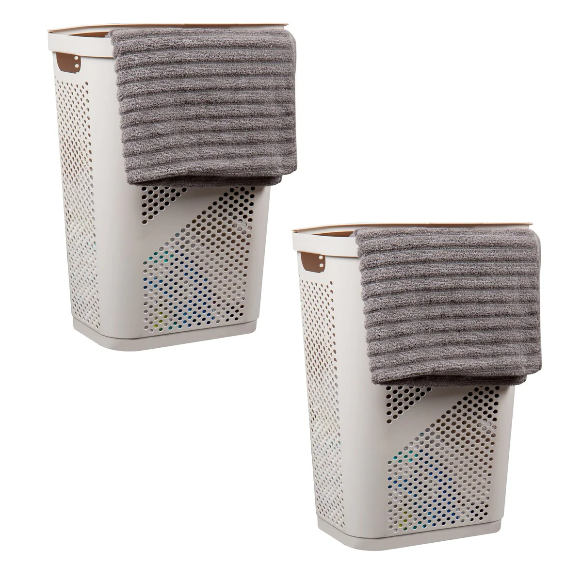 Mind Reader 60L Slim Laundry Hamper, Clothes Basket, Lid, Ventilated, Plastic, 17.25