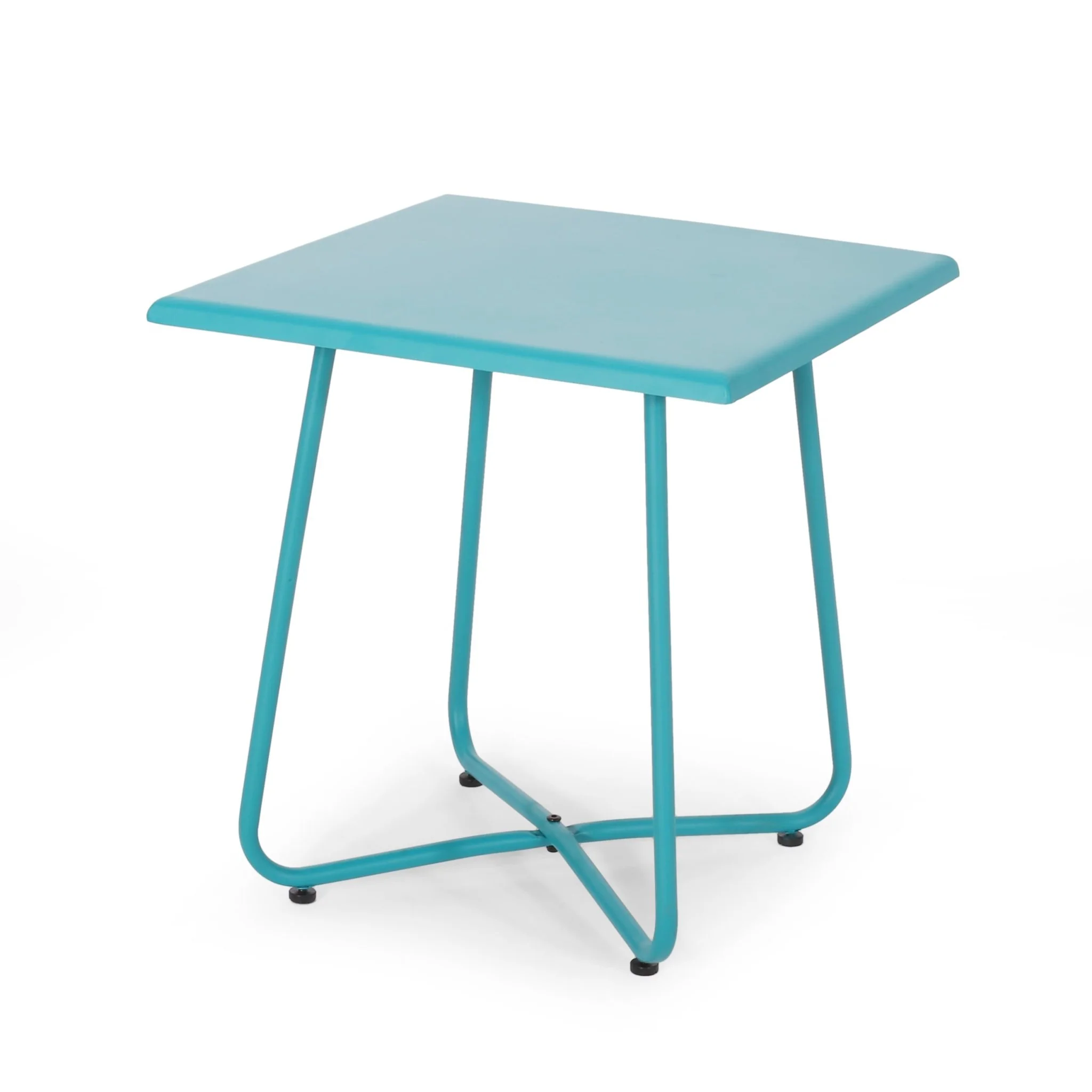 Outdoor Steel Side Table with X-Shape Bottom Crossing Legs