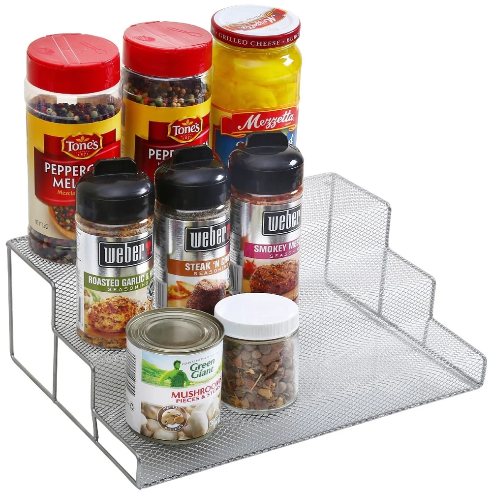 YBM Home Kitchen Mesh 3 Tier Spice Rack Step Shelf Organizer, Multipurpose,