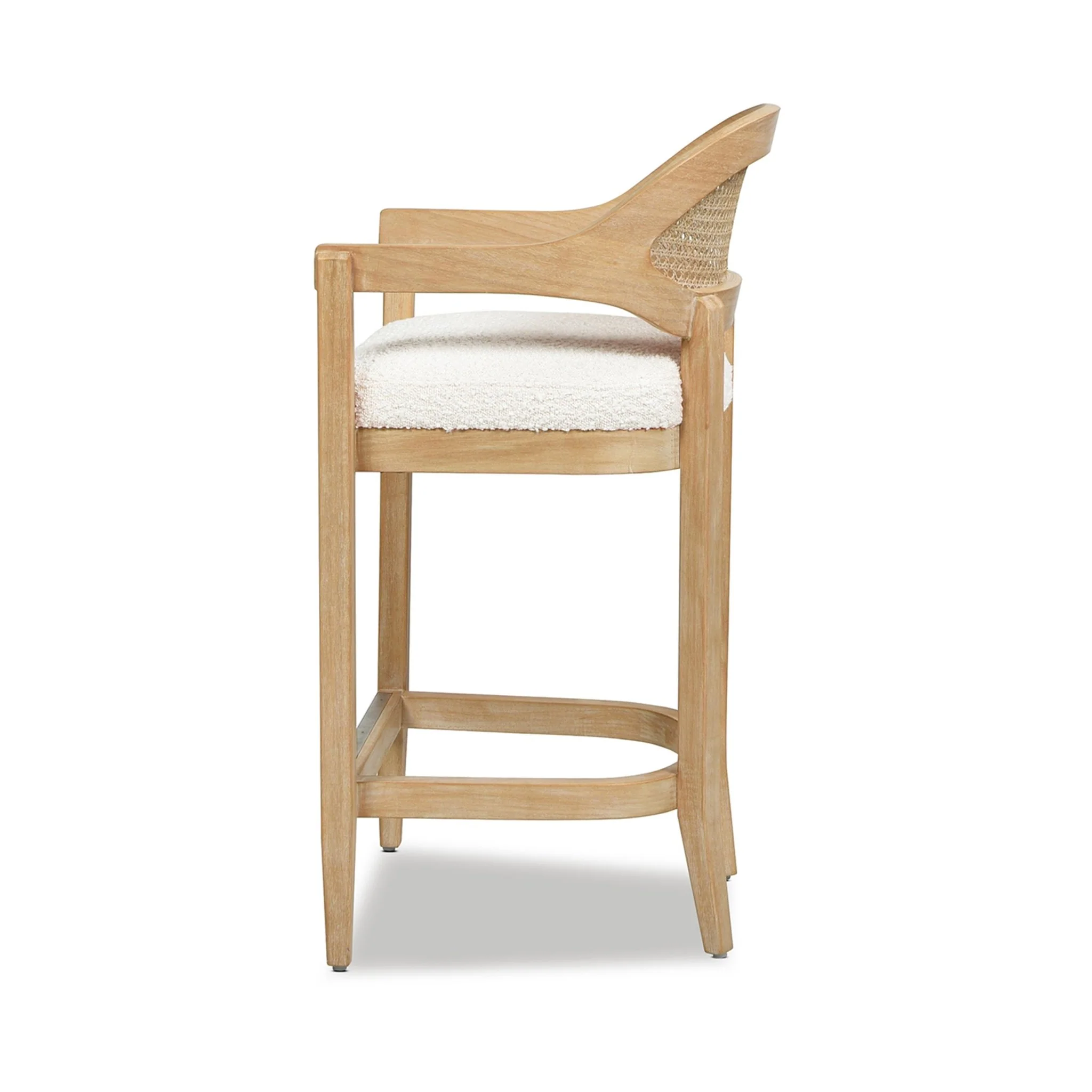 Pyrla 26 Upholstered Counter Stool with Curved Cane Back and Wood Legs