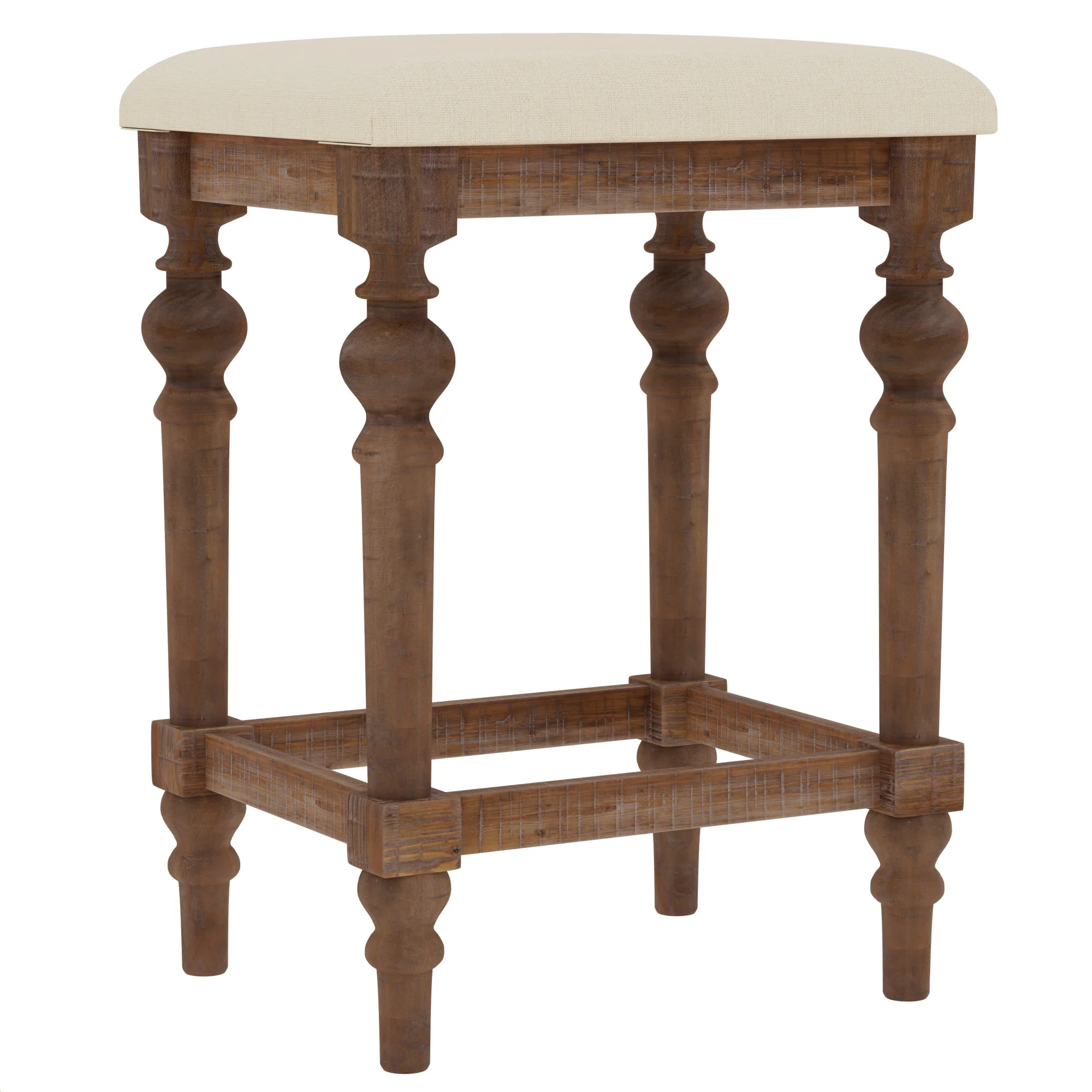 4-Piece Console Table with 3 Stools, 2 Drawers and Turned Legs