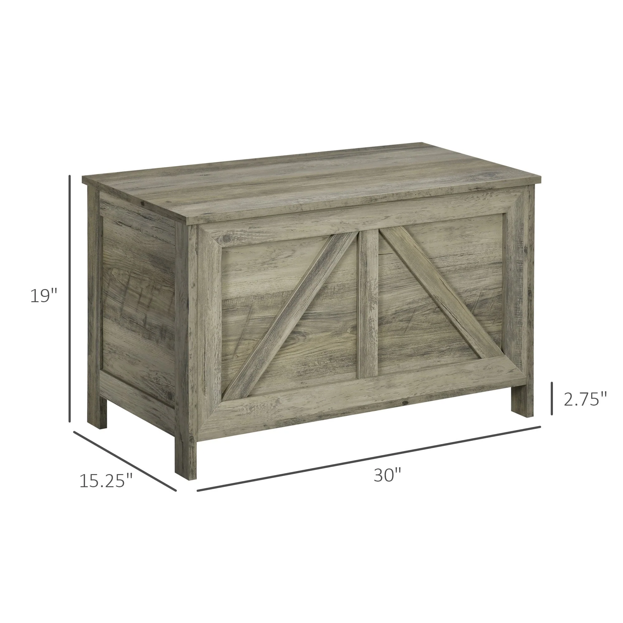 HOMCOM Farmhouse Storage Chest, Lift Top Toy Chest, Toy Box Organizer with Safety Hinge to Open Up 150°