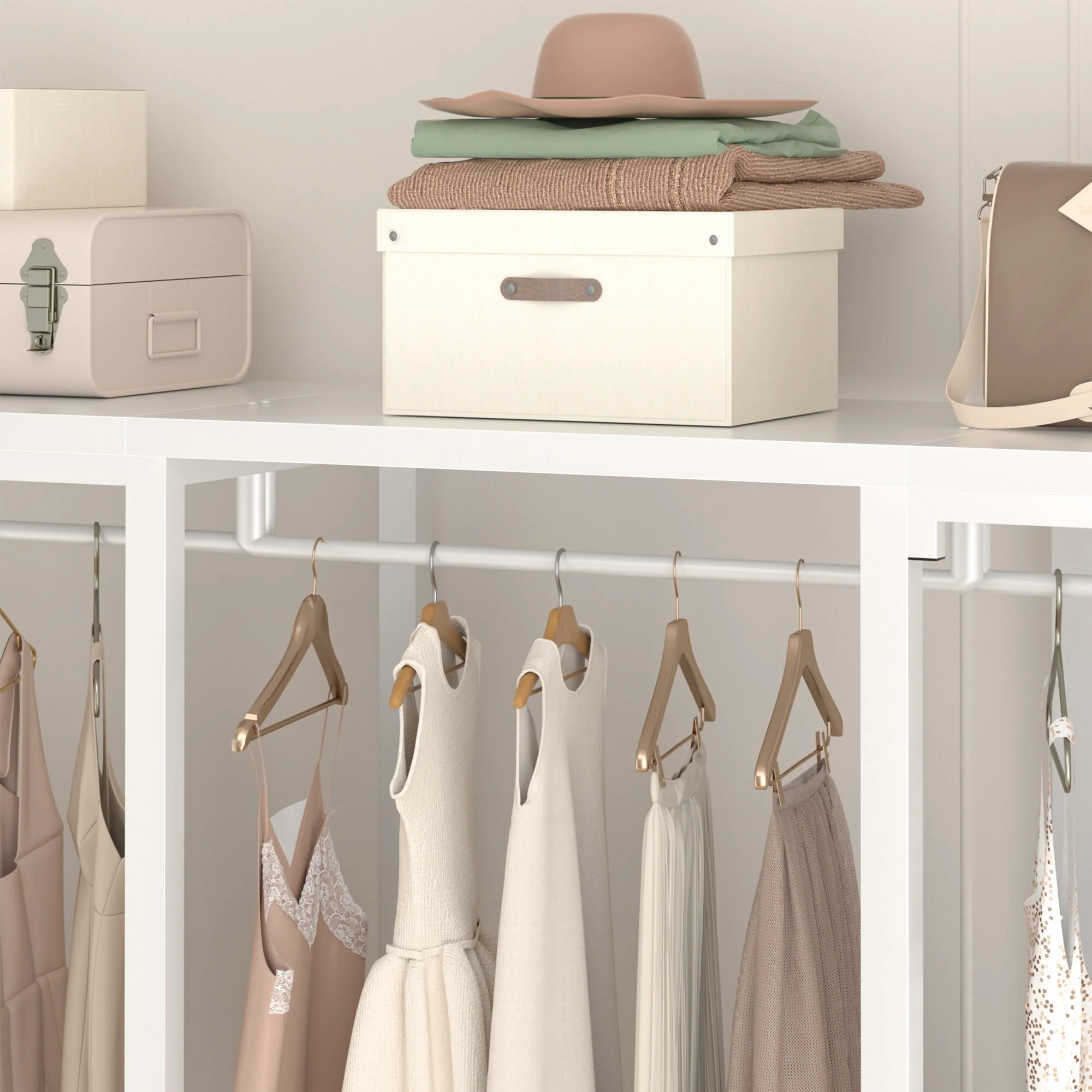 65.6'' Heavy-duty Garment Rack, Freestanding Closet Organizer with Fabric Drawers and 5 hanging Rods