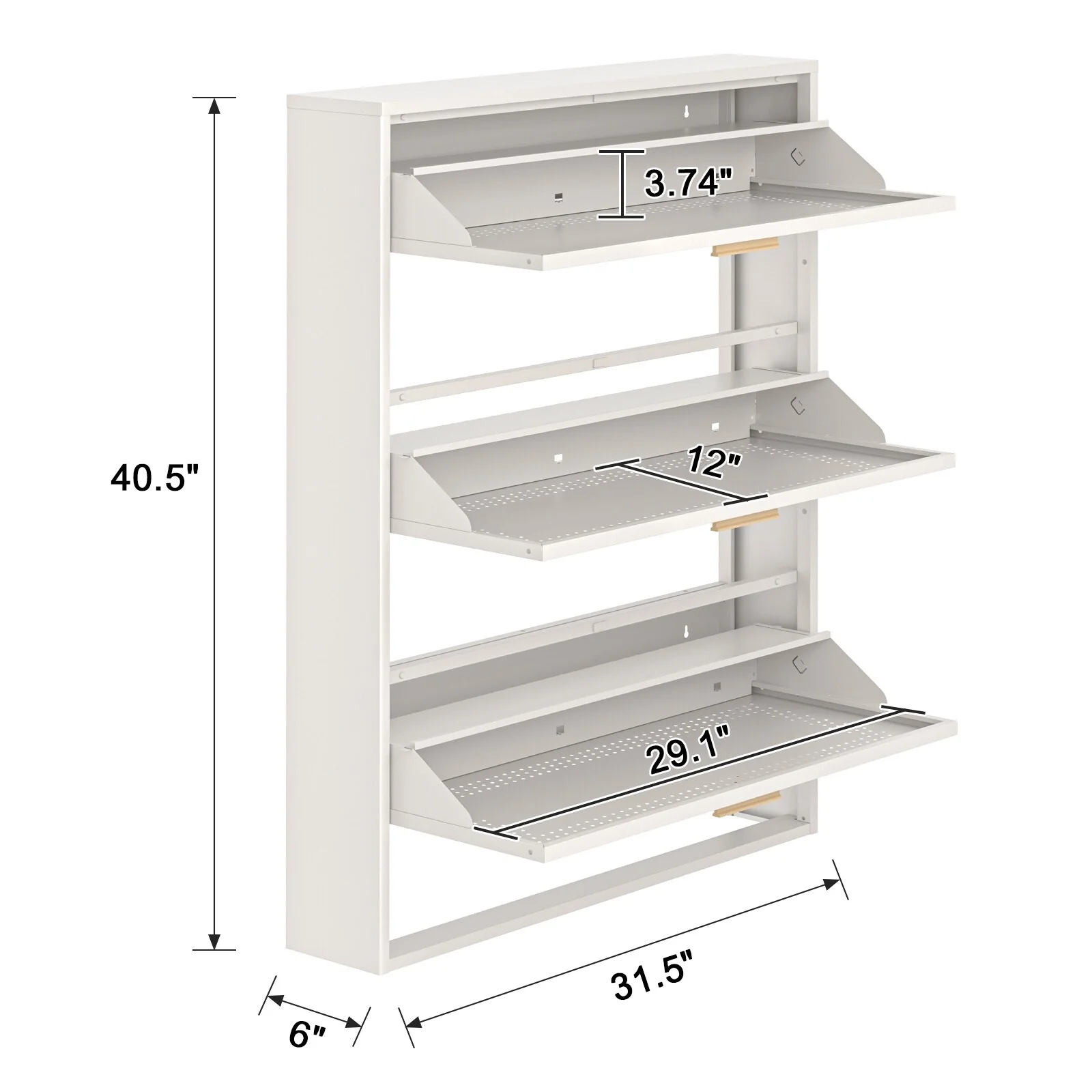 Metal Shoe Storage Cabinet with 3/4 Flip Drawers, Breathable & Space Saving