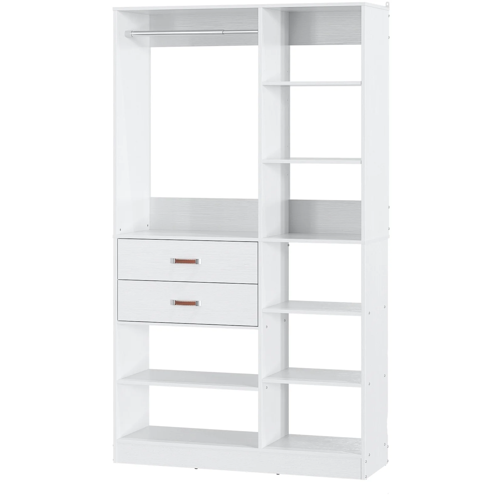 Vryon 40'' W Freestanding Closet System with 10 Storage Shelves and 2 Drawers and 1 Hanging Rods