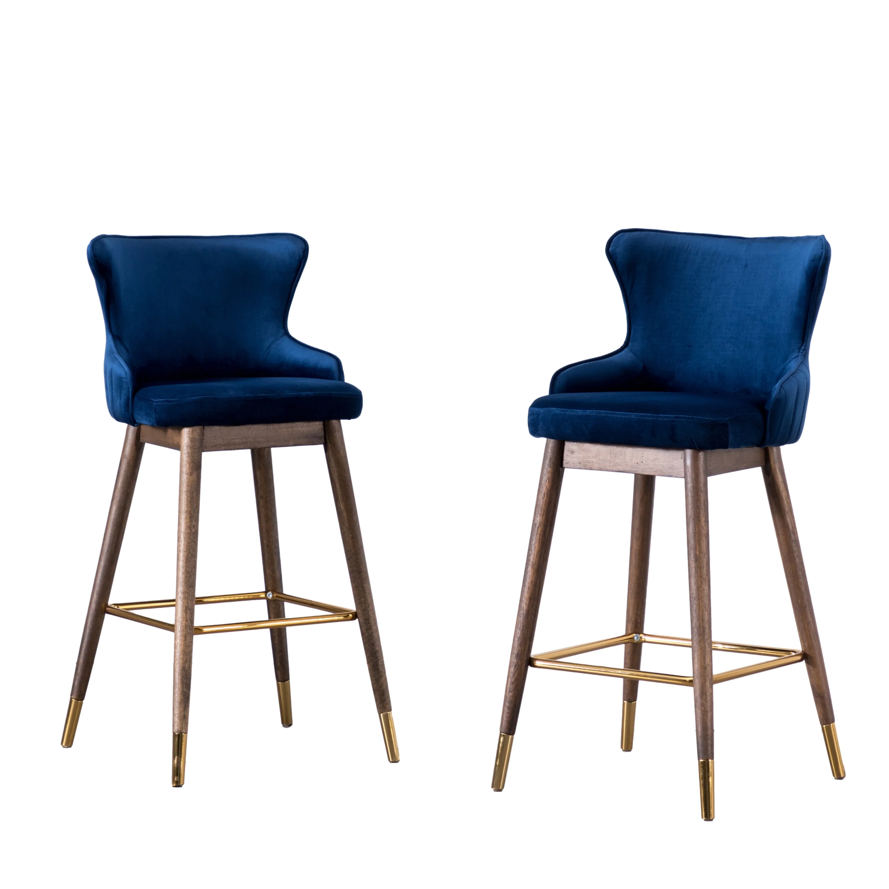 Leland Fabric Upholstered Wingback Bar Stools, Set of 2