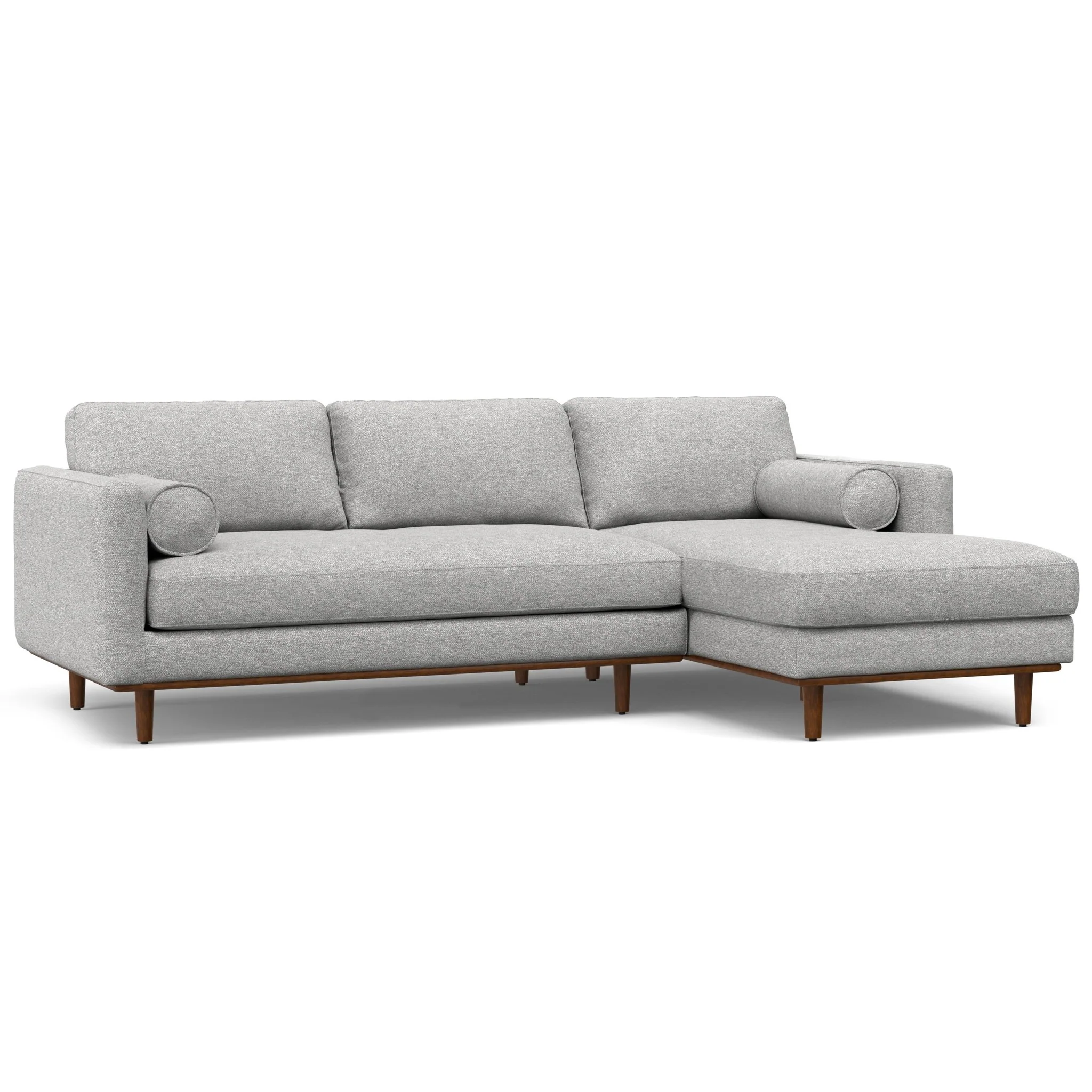 Euphorique Upholstered Right Sectional Sofa with 2 Bolster Pillows and 3 Loose Back Cushions