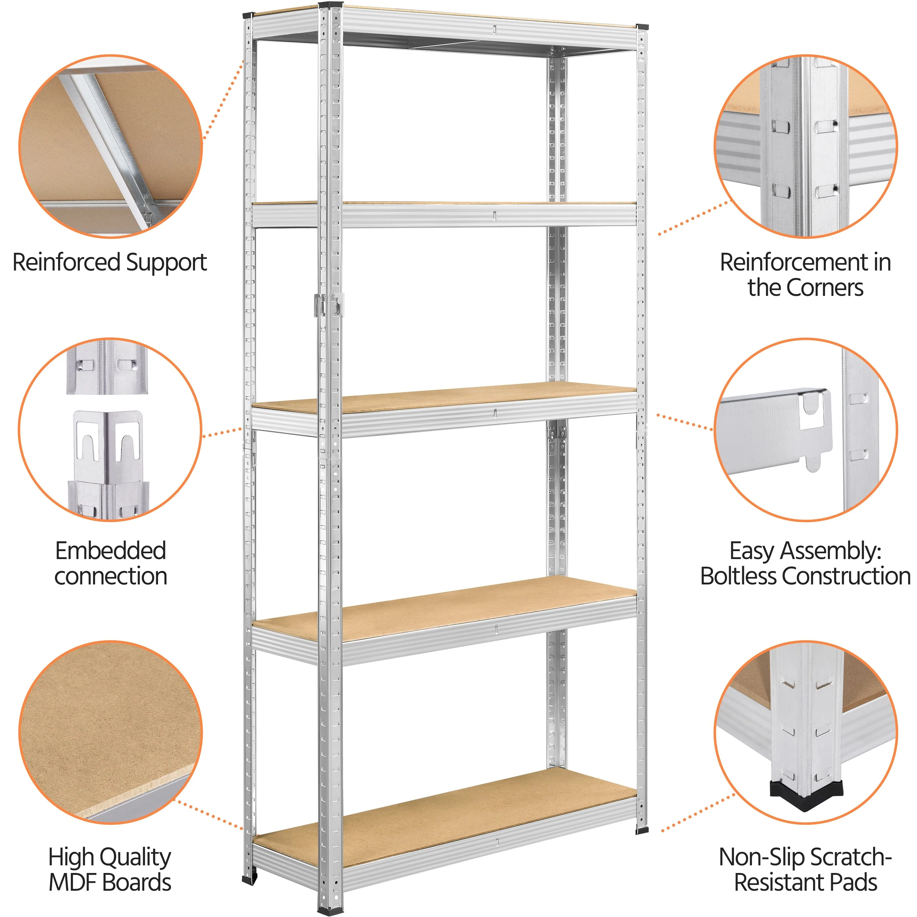 Yaheetech Adjustable 5-Tier Shelf Metal Storage Rack for Home/Office/Garage - 35.5″ L × 12″ W × 71″ H
