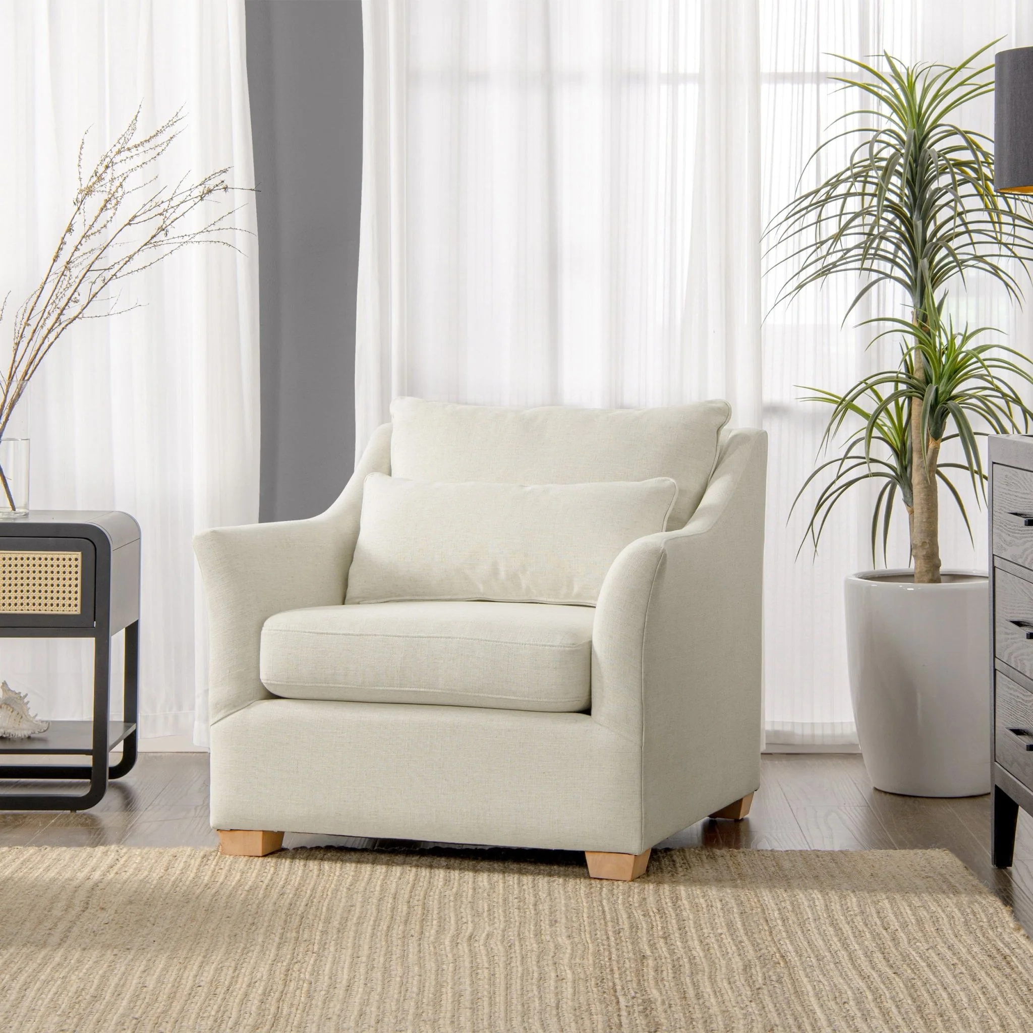 Citadell 38 Upholstered Accent Chair with Lumbar Pillow and Flared Arms