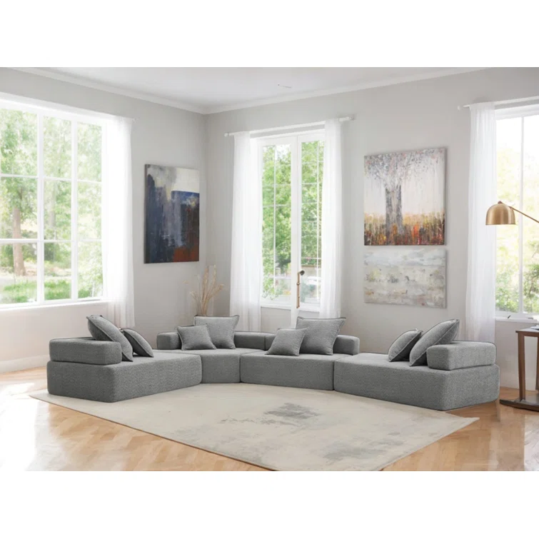 Luxury Sofa Boucle Oversized Modular U-shaped Sectional Sofa Convertible Sleeper Couch Sofa Bed