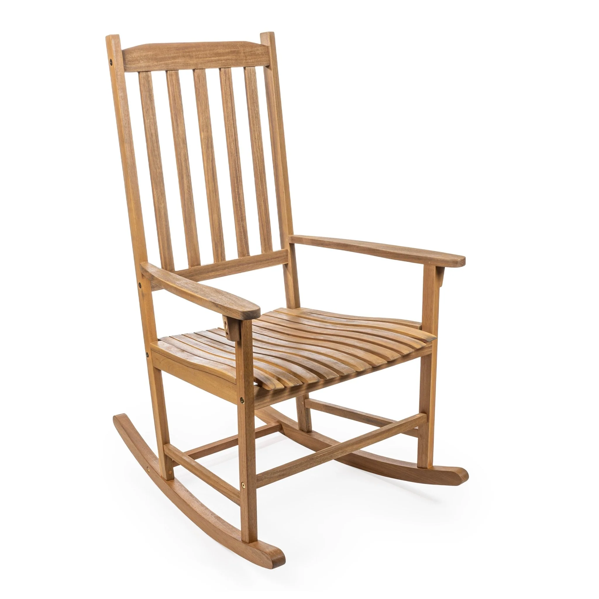 Seagrove Farmhouse Classic Acacia Wood Outdoor Rocking Chair, Teak Brown